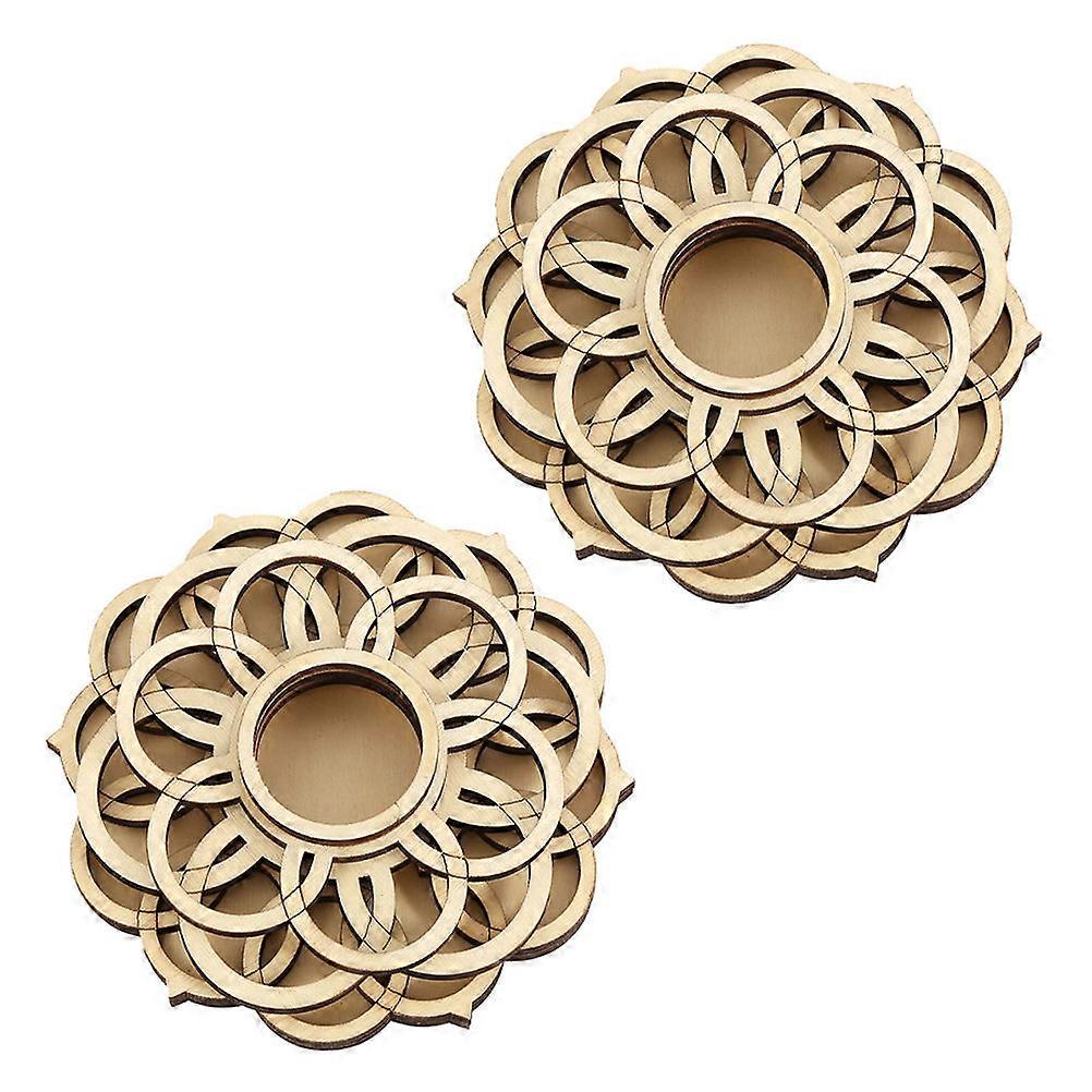 Khaki Crystal Ball Base Holder for Display Stand Lotus Shaped Decorative Item 2Pcs
