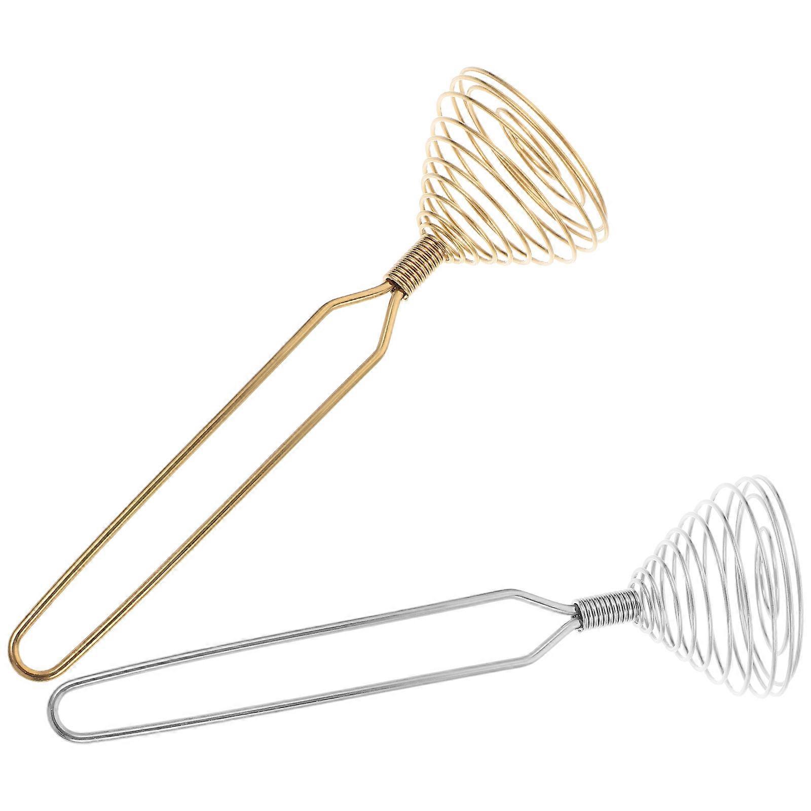 Stainless Steel Egg Whisk Coil Shape Kitchen Tool 2Set Assorted Color For Cooking And Baking Egg Mixing