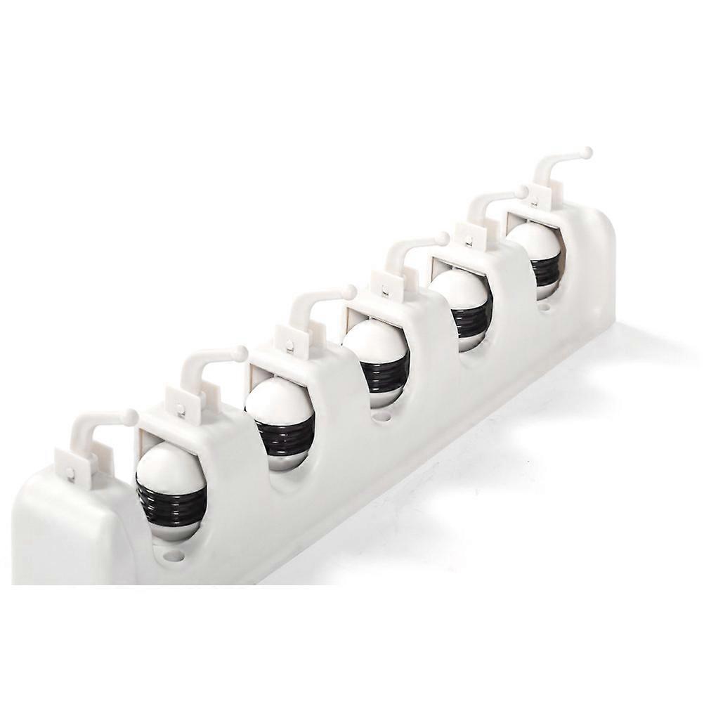 Wall Mounted Mop Holder Hanger for Home Use Beige Plastic 5 Positions with 6 Hooks