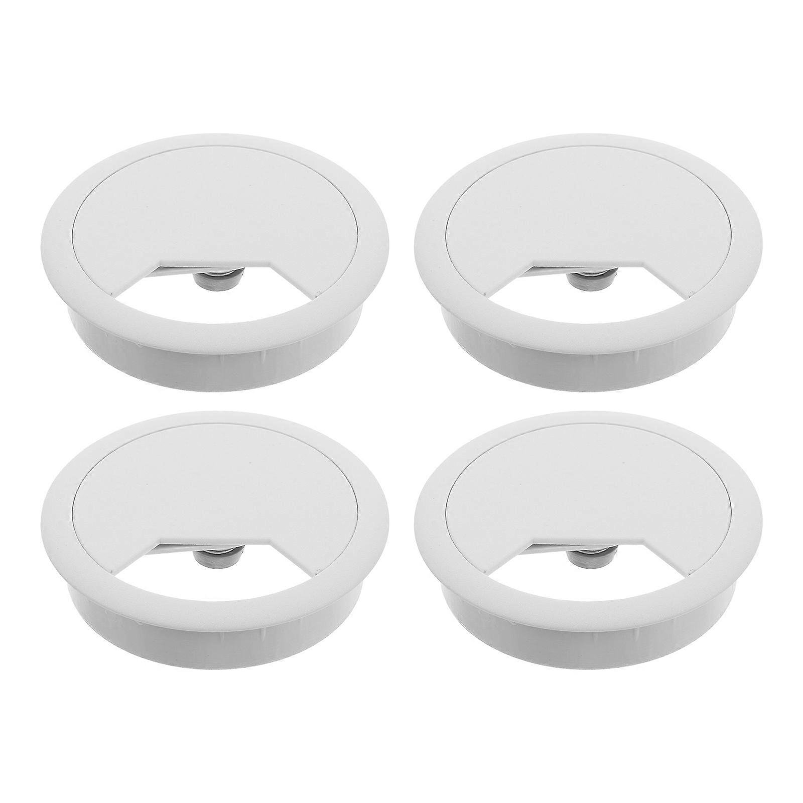 Desktop Cable Hole Box Plastic Grommet For Cabinets Simple Installation White Color 4Pcs