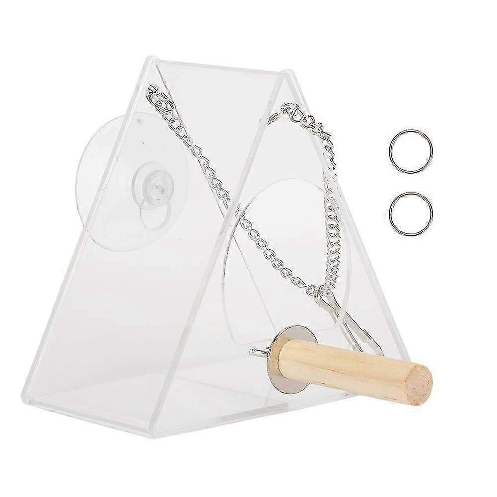 Triangular Acrylic Bird Feeder with Suction Cups for Outdoor Use - Splash-Resistant Design & Easy to Hang