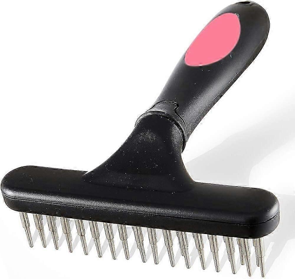Pet Grooming Rake - Double Row Pins Shedding and Dematting Undercoat  Rake Comb for Dogs and Cats - Safe Grooming & Deshedding Brush - Comb Out Mats &