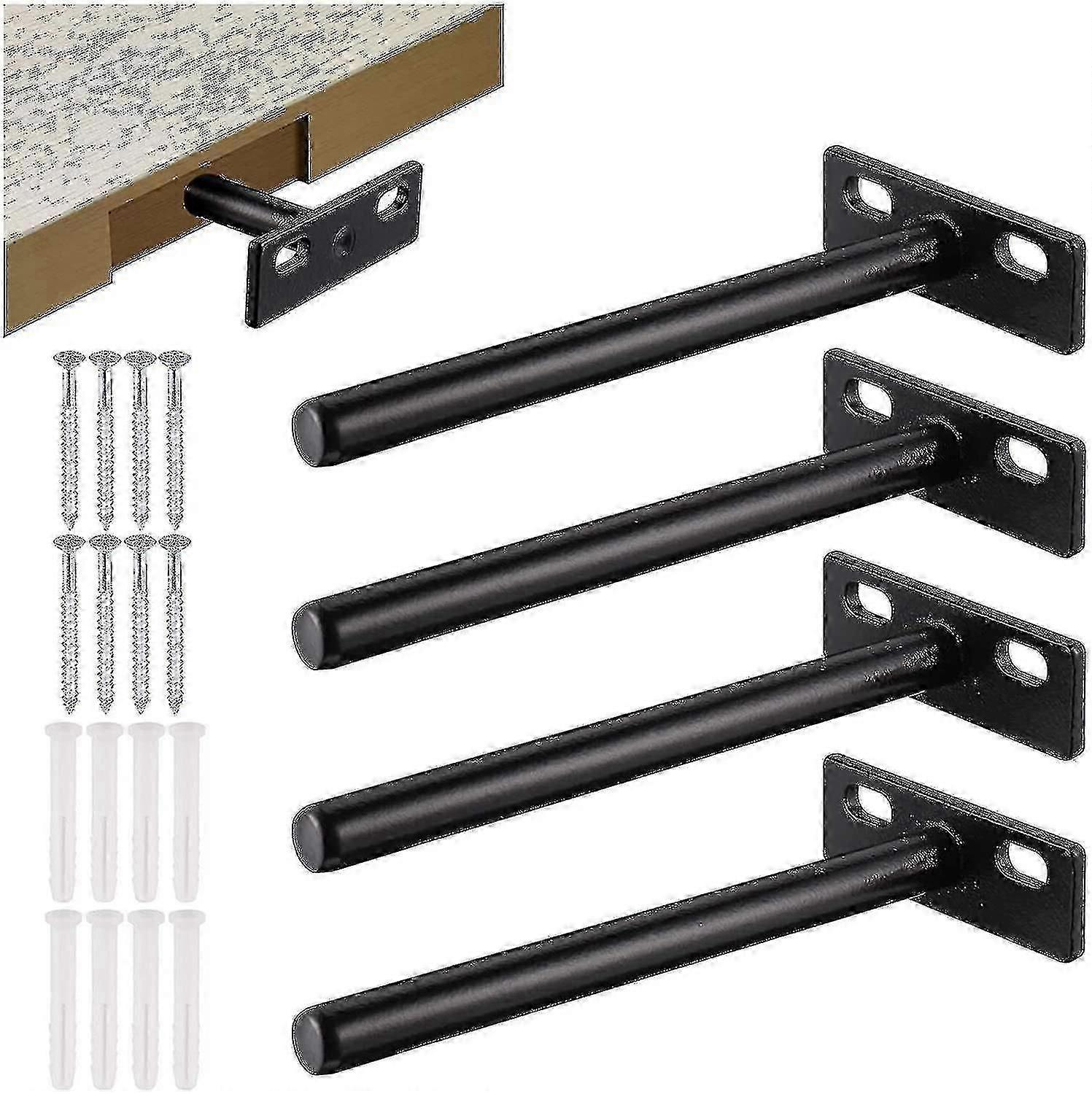 4pcs Support d’étagère flottant, support d’étagère invisible en métal, support d’étagère caché robuste, support d’étagère en bois invisible10mm(kui)-hy