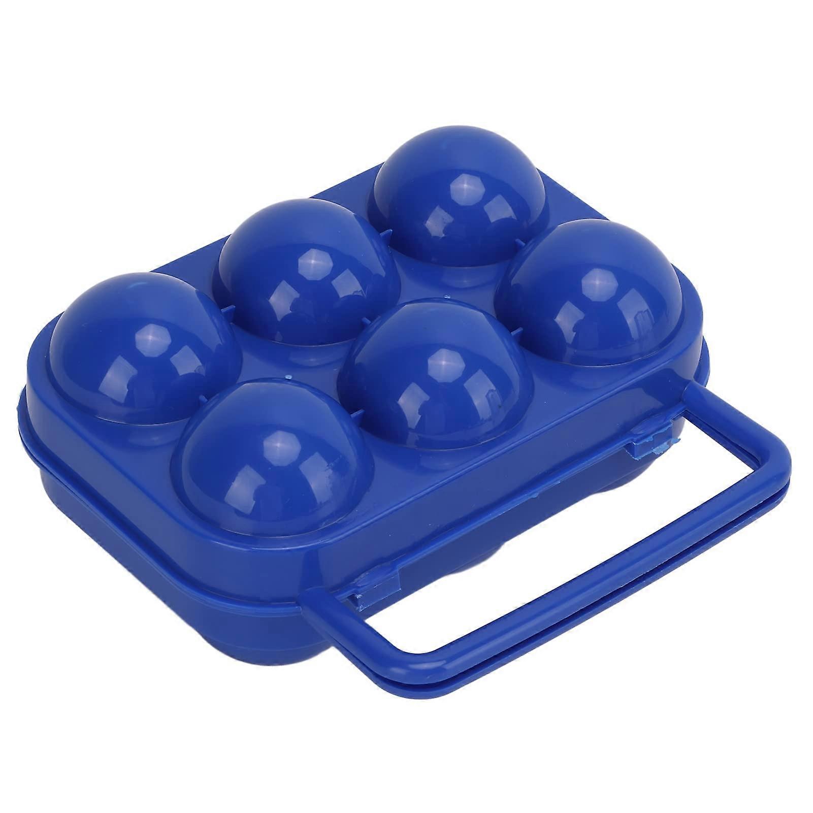 6 Egg Cartons - ABS Plastic, 6 Count Egg Holders with Grid for Egg Storage, Blue Color, Durable Design