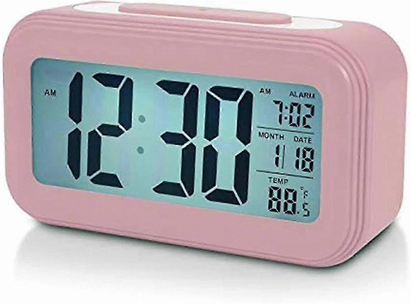 Digital Alarm Clock with LCD Display, Compact Bedside Snooze Clock for Home Use