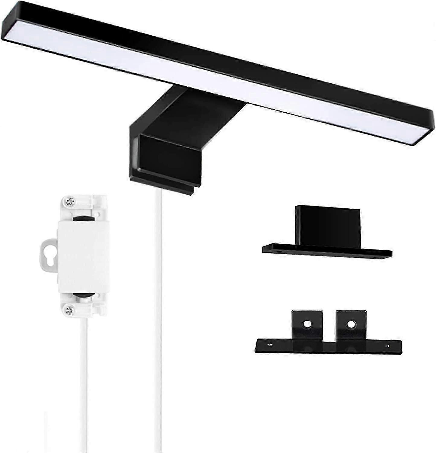 LEDバスルームミラーライトブラック5W 30cm 400lm、キャビネットライトクールホワイト6000K、IP44防水バスルームキャビネットクランプランプ(300mm)