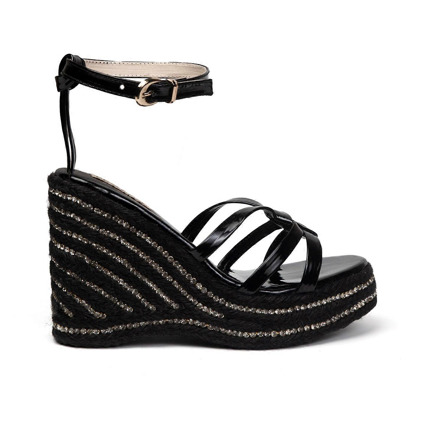 Alani black hand embellished luxury wedge shoe