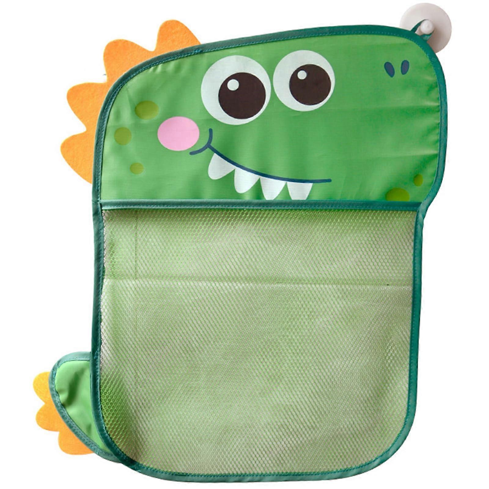 Bath Toy Holder with 2 Strong Suckers, 17x16.5 Dinosaur Mesh Bath Toy Storage, Quick Dry Lightweight Organizer for Bedroom, Playroom, Bathroom, Toys