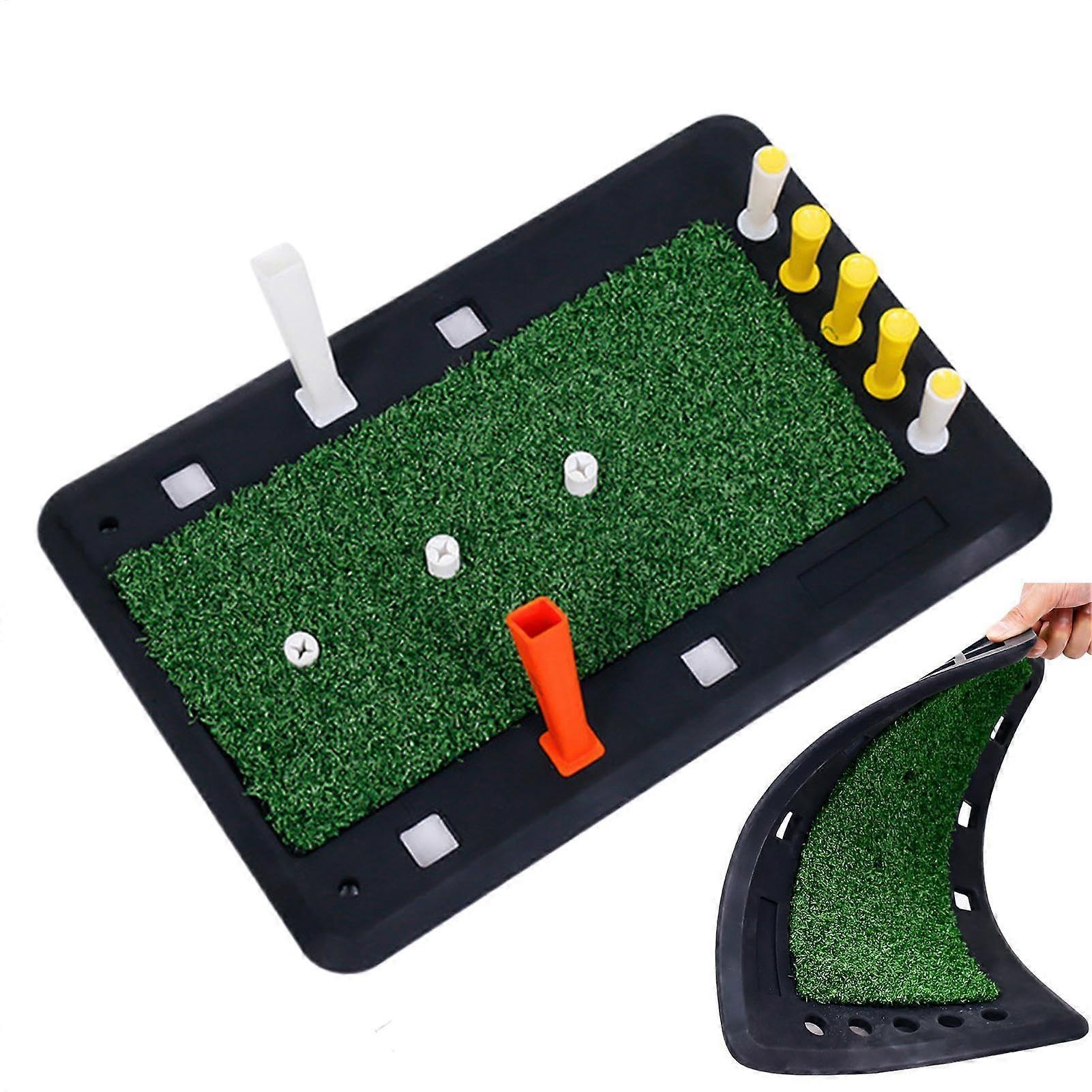 Chipping and Putting Golf Mat, Portable 12"x24" Rubber Backed Practice Mat for Indoor Swing and Chipping Training