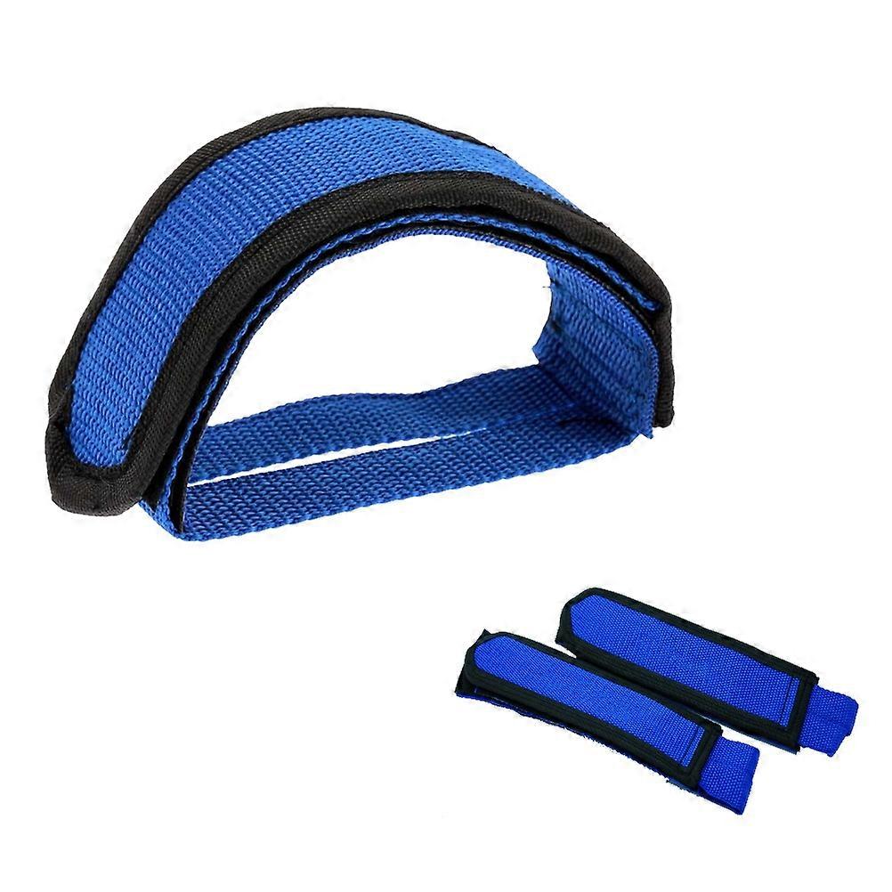Blue Nylon Cycling Pedal Straps with Strong Adhesive for Most Shoes Fully Adjustable for Cycling Use