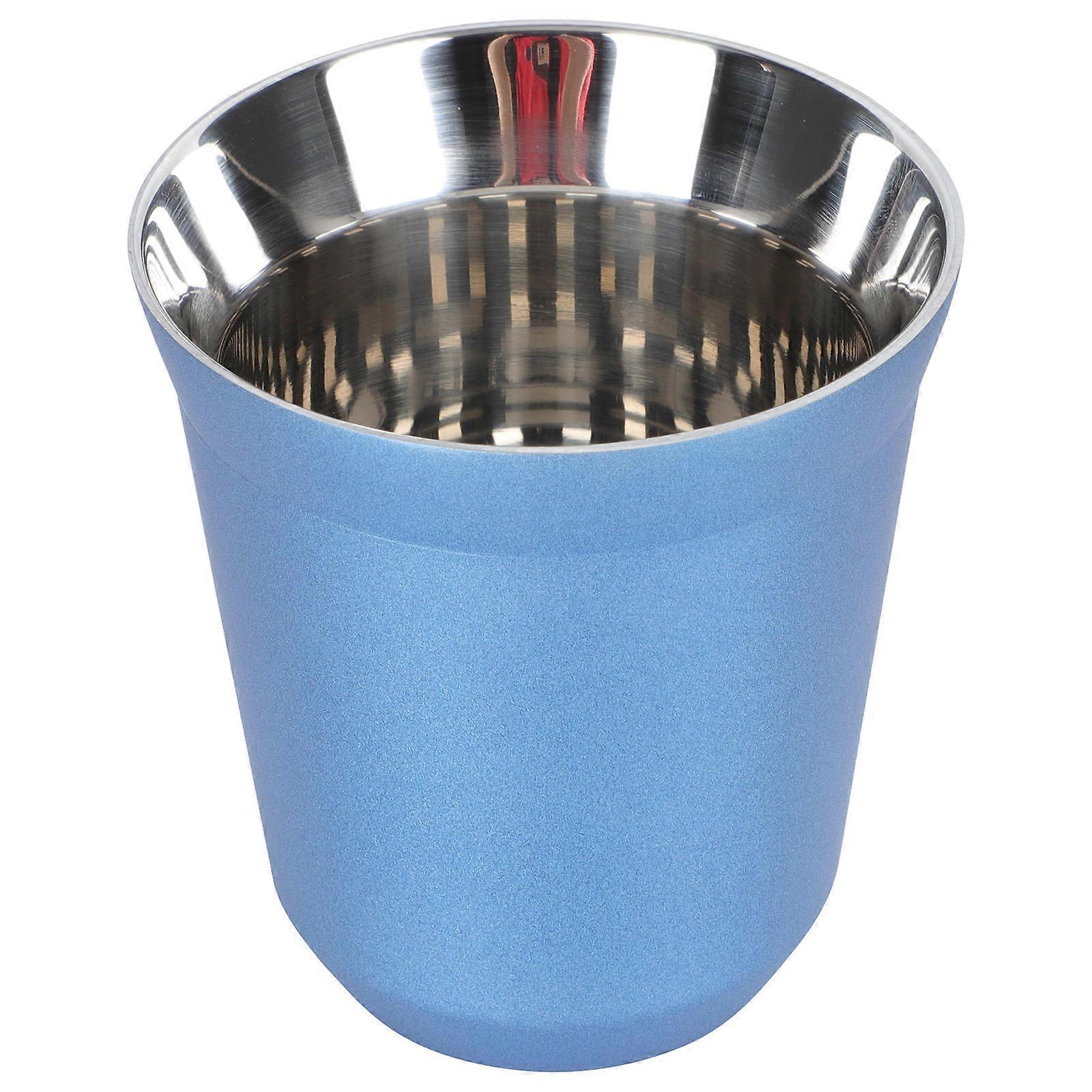 Thermal Coffee Cup Stainless Steel Insulated Reusable Coffee Mug for School Use Blue 1Set
