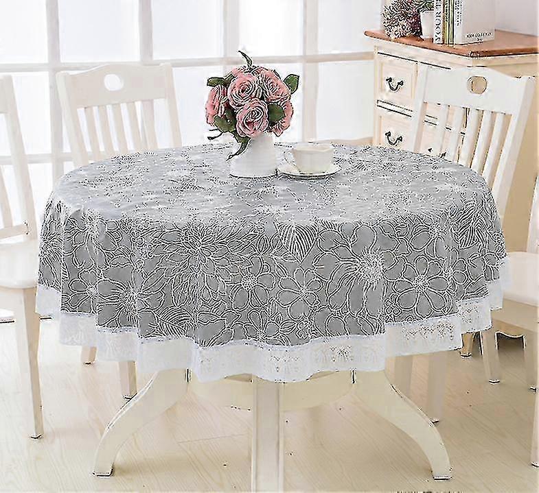 Round Vinyl Lace Tablecloth Waterproof Pvc Plastic Tablecloth