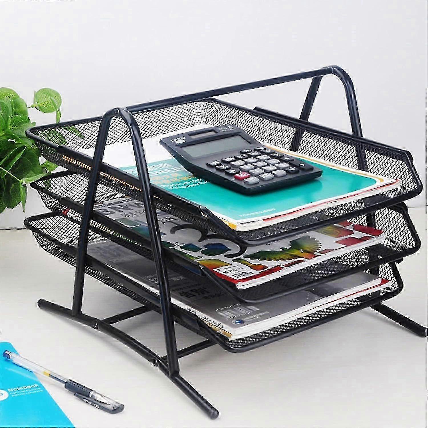 Organizer Documenti Casa Porta Documenti Scrivania Vassoio Per Lettere In Rete, Porta Docuenti In Rete 3 Livelli, A4 Organizer Scrivania Desk Organizer Organizer Da Scrivania - 9