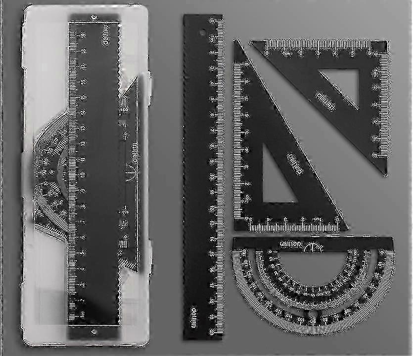 Math Geometry Rulers Set with Measuring Tools & Angle Sensors for School and Office Use