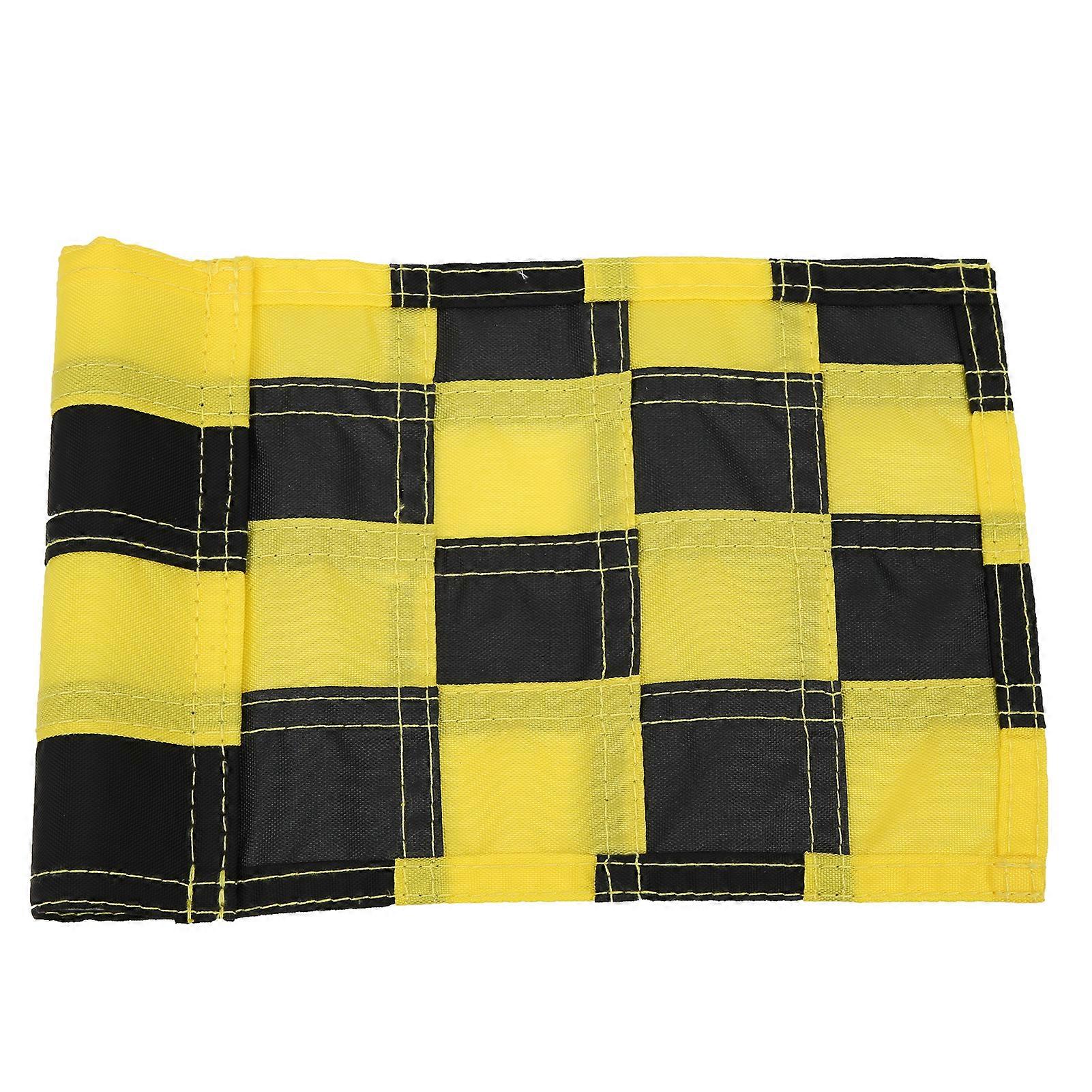 Checkered Backyard Practice Hole Pole Cup Golf Putting Green Flags Flagsticks(Black &amp; Yellow )