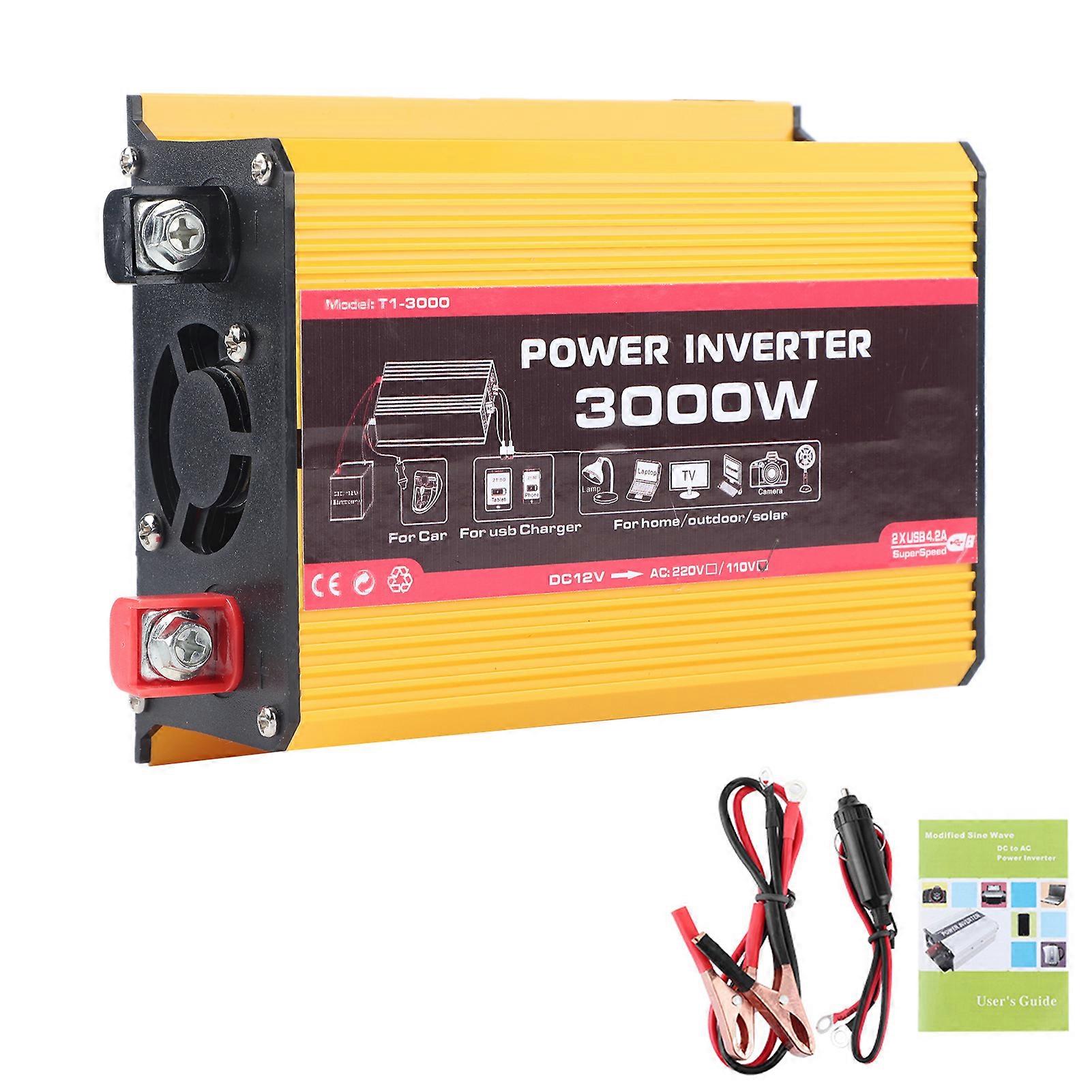 Auto-Wechselrichter 3000W Dual USB Auto Power Converter Modifizierter Sinus-Transformator (DC12V AC110V)