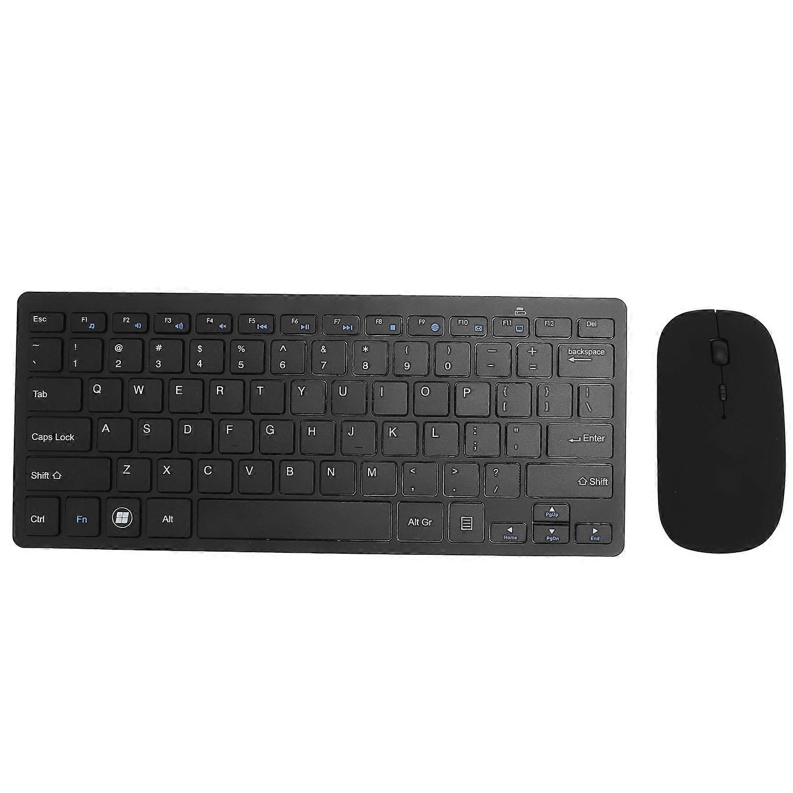 2.4G Wireless Keyboard Mouse Combo 78 Keys USB Receiver Ergonomic Thin Black Design