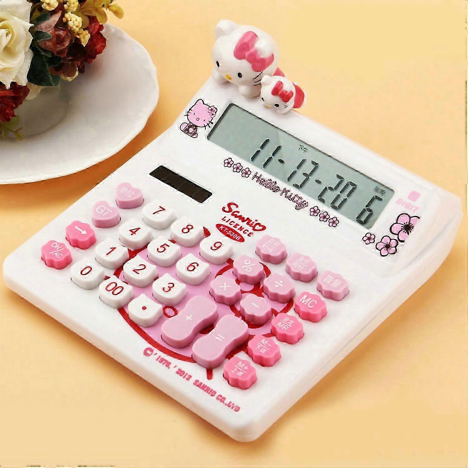 Cute Desktop Calculator Cute Cat Style 12 Digit Basic Standard Solar Portable Calculator for Student