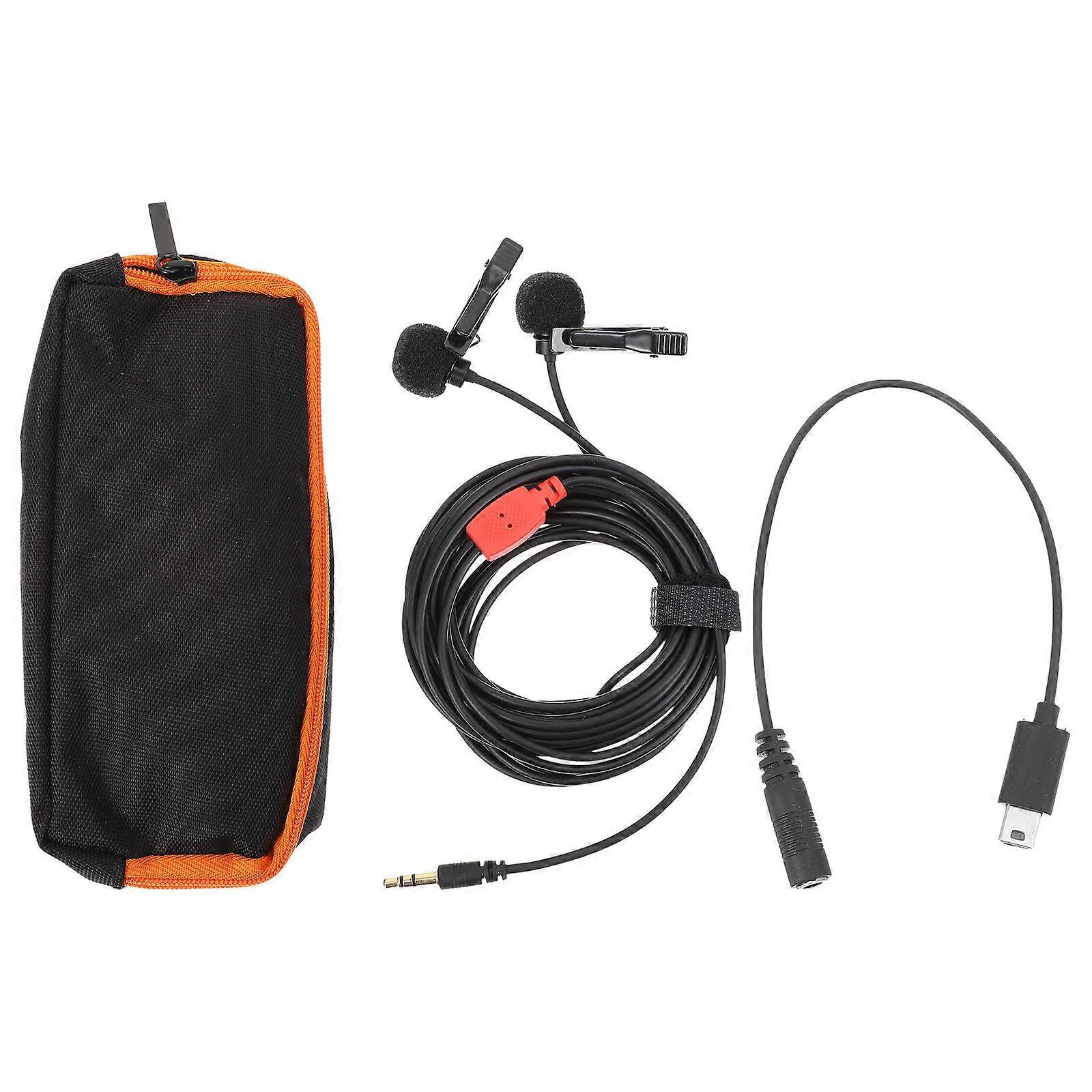 Clip On Microphones Condenser Mic For Phone Built-In Battery Frequency Response 100HZ-20KHZ 2Set