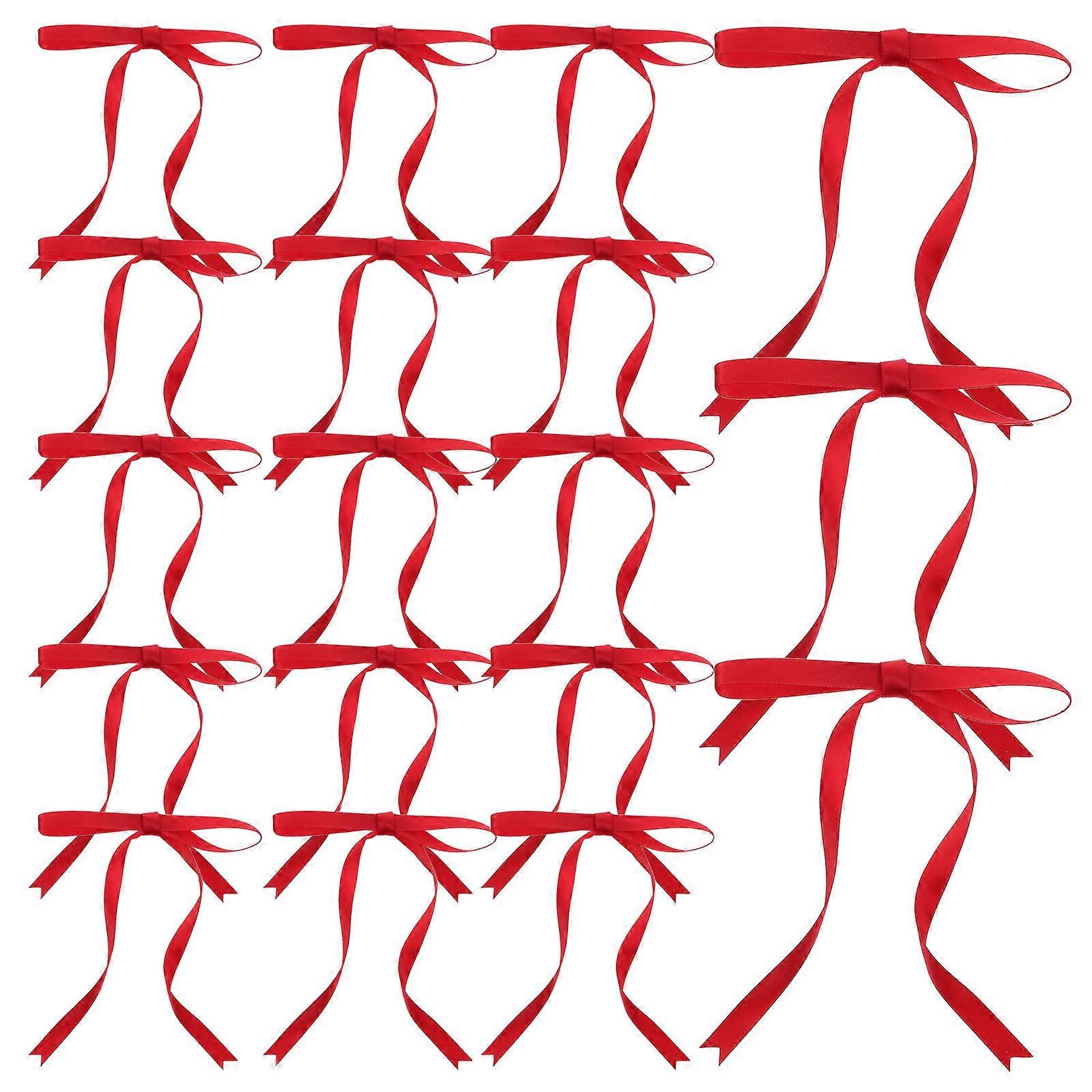 Handmade Twist Tie Bows for Christmas Party with 100Pcs Red Ribbon Decorations