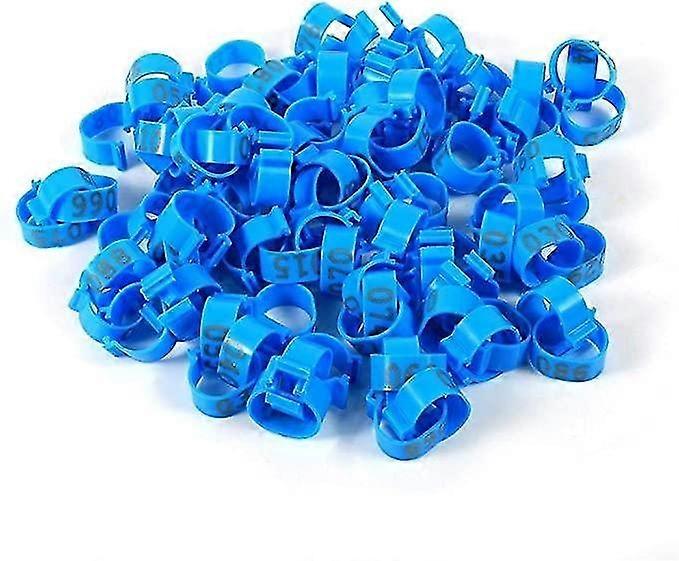 100Pcs/Bag 16MM 001-100 Numbered Plastic Poultry Multicolor Goose Leg Bands Rings for Chickens, Duck
