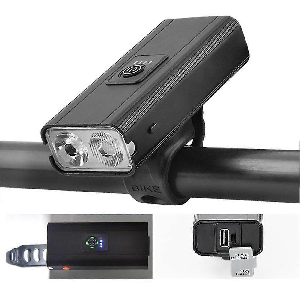 Bike Headlight - LED, USB Charging, 6 Modes(Black)