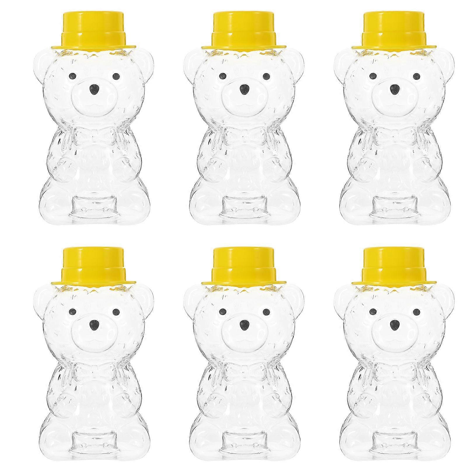 6pcs Plastic Beverage Bottle Transparent Drinking Bottle Empty Water Bottle Bear Shaped Bottle