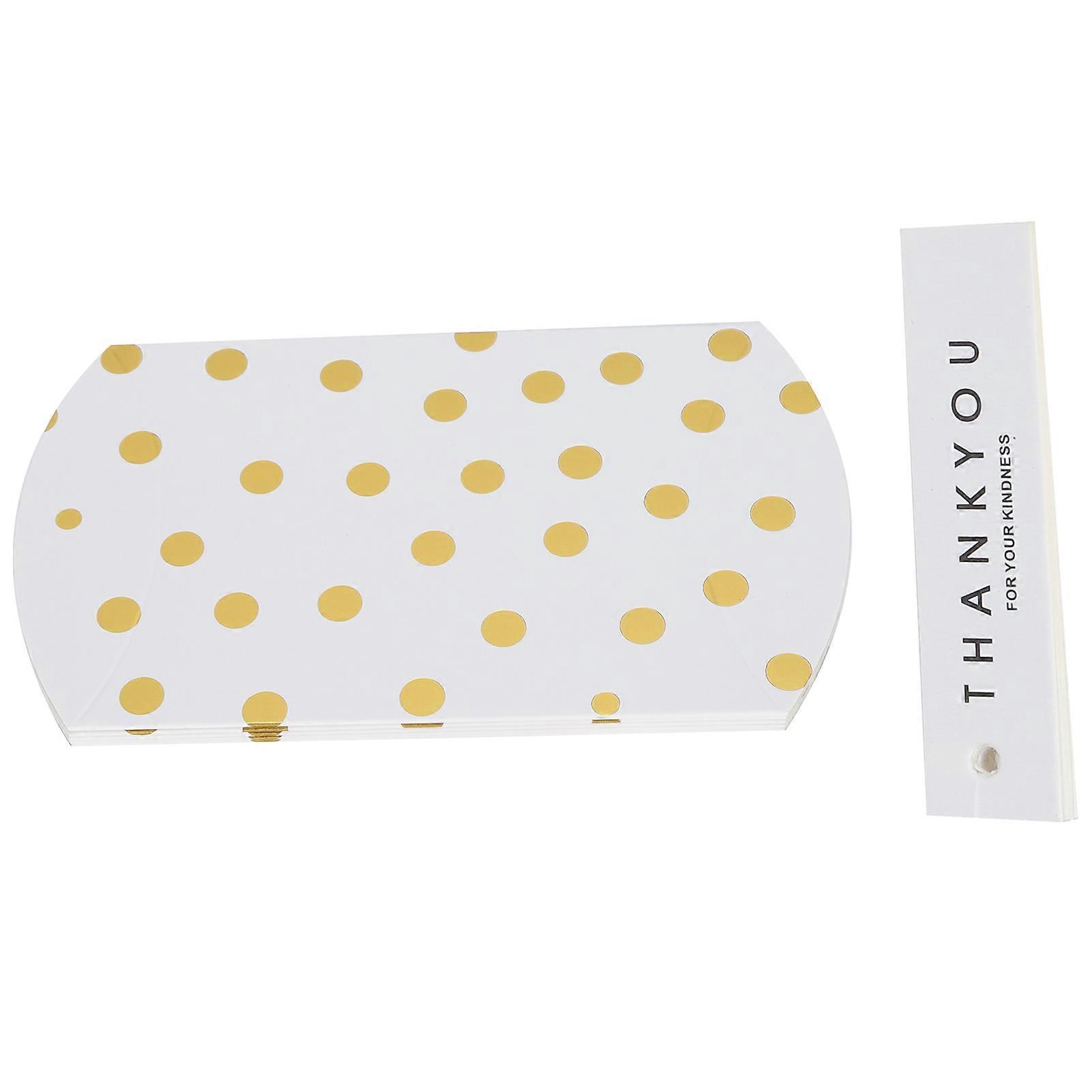 10Pcs Golden Dots Candy Boxes 14x9.2x3.2cm with Label & String