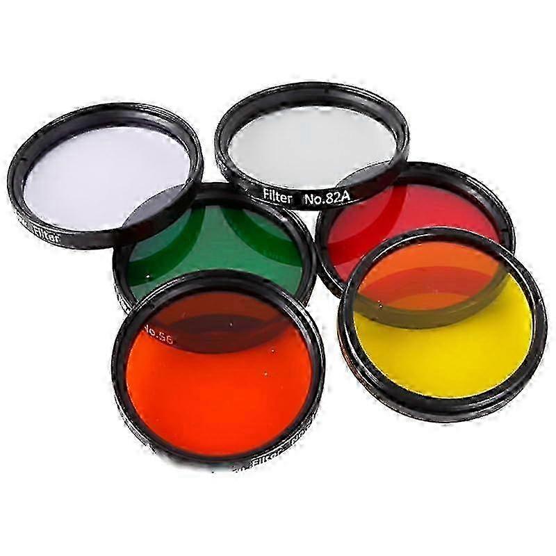 Telescope Eyepiece Filter Kit, 6 PCS 2' Optical Eyepiece Moon Lens, Filter & Five Colors Filters for Telescope Eyepieces