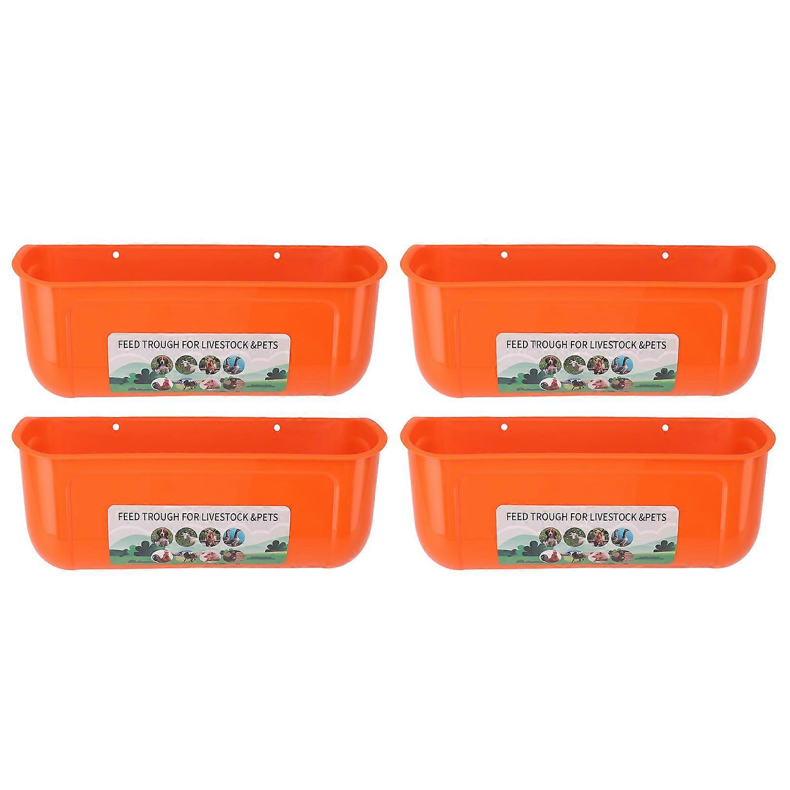 4pcs Large 900g Orange Hanging Chicken Feed Trough with Clips