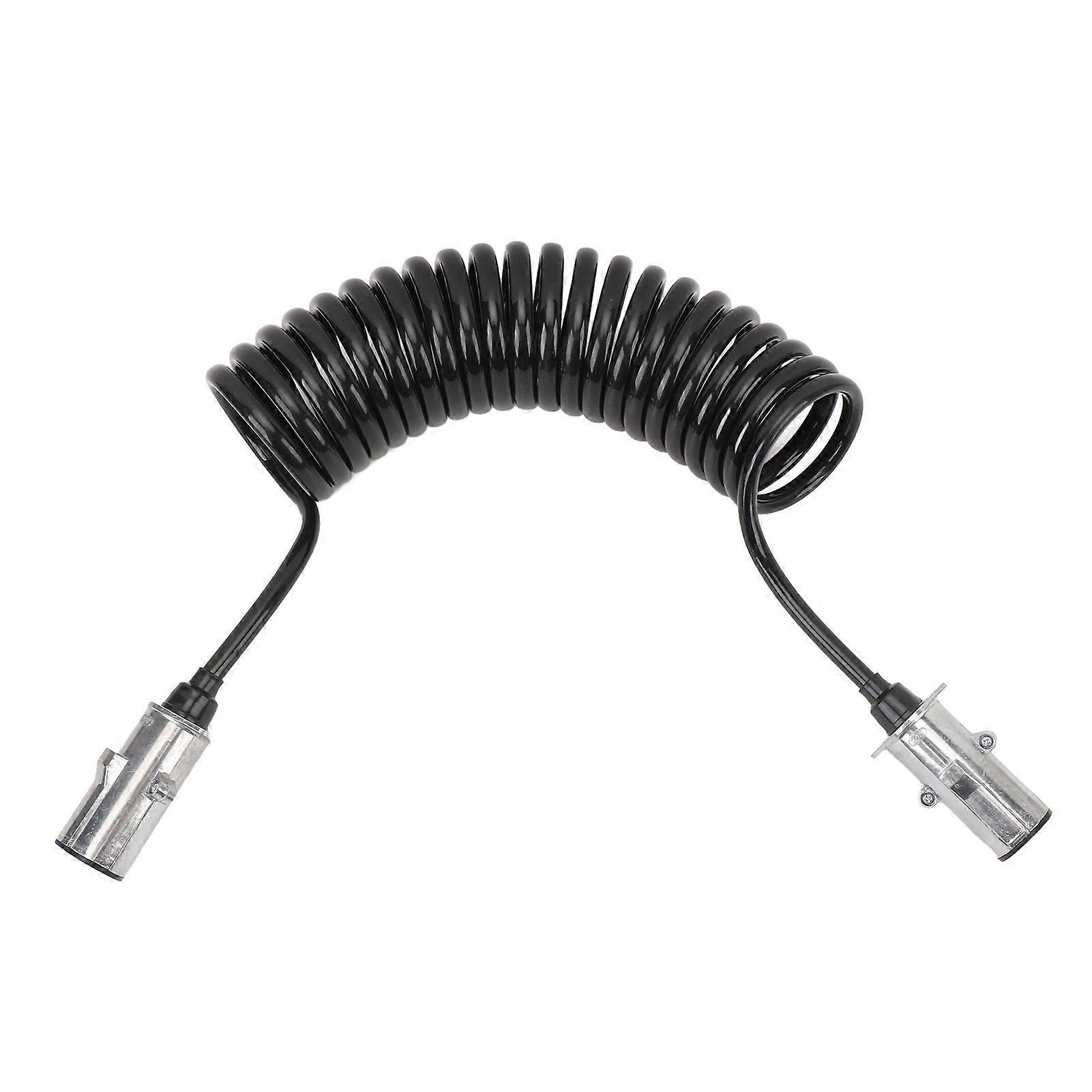 7 Way Trailer Cord Heavy Duty Coiled 7 Way Electrical Power Wire for Semi Trucks Tractors Trailer