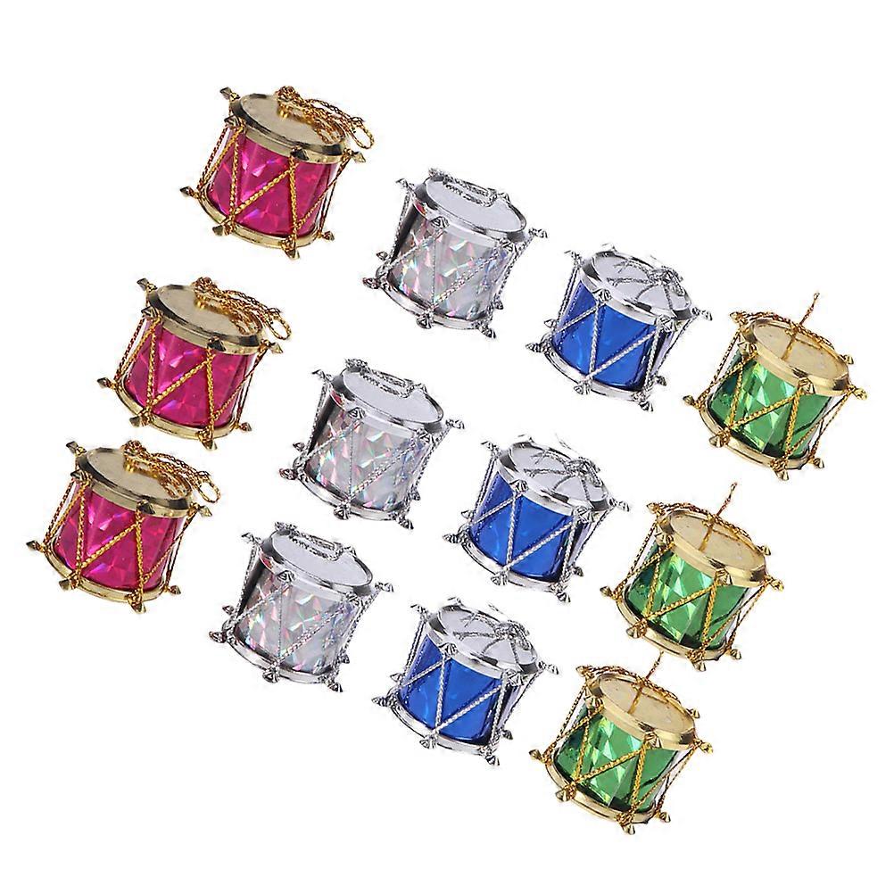 Christmas Tree Decoration Mini Drum Ornaments for Decoration 12Pcs
