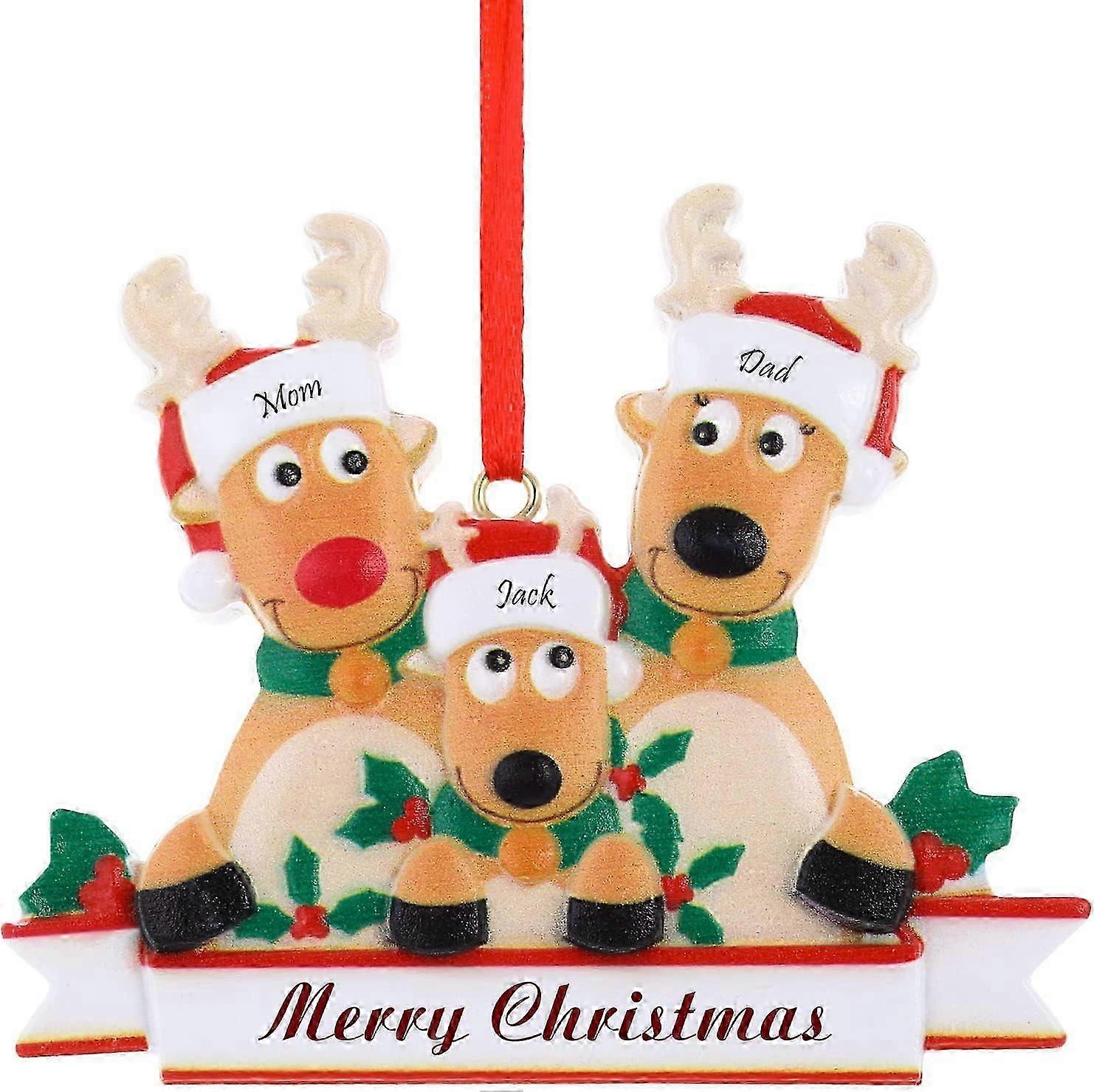 Reindeer Christmas decorations 2022 family 3 people custom name reindeer Christmas decorations