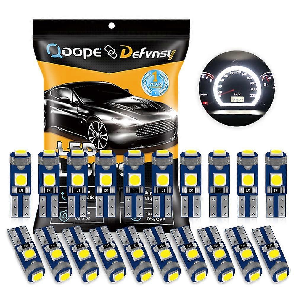 T5 W3W W1.2W 12V White 20Pack LED Bulbs 3030 3SMD For Car Dashboard Instrument Panel Gauge Side Wedge Lamp