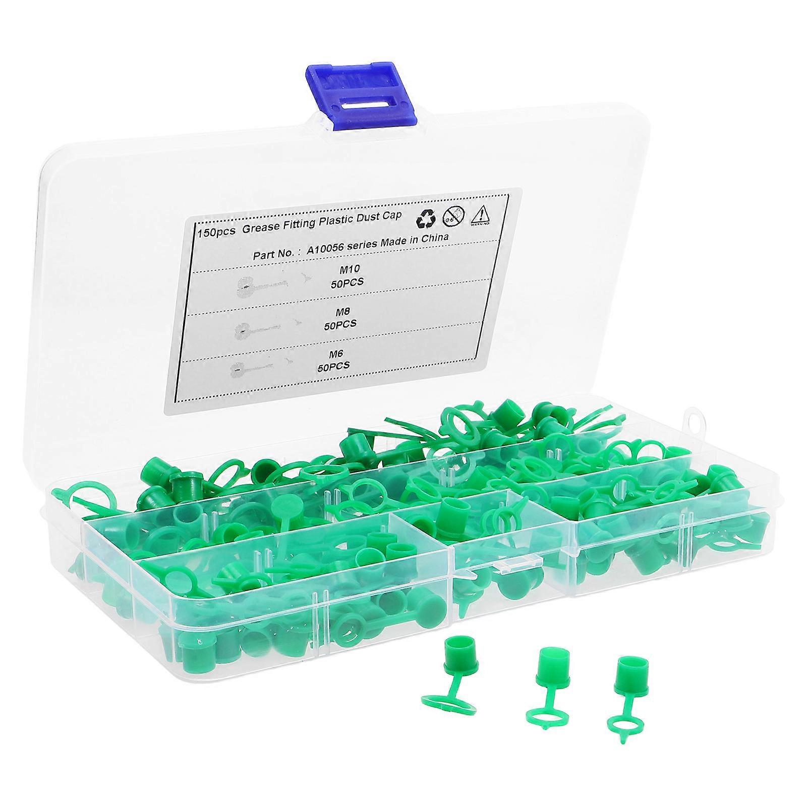 Assorted Grease Fitting Caps 150 Pcs Dust Protection For Grease Fittings Green Plastic Covers Sturdy Material