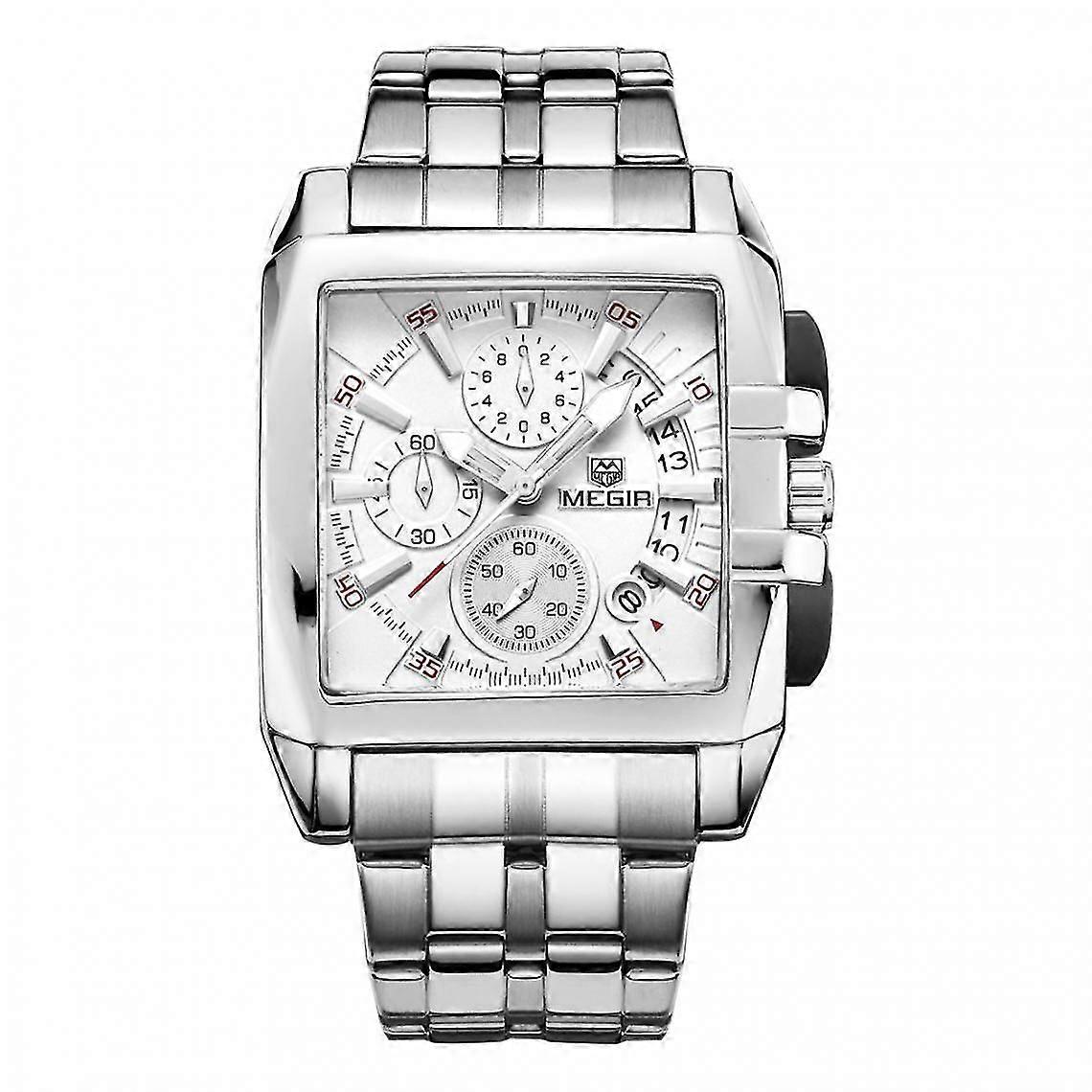 Men's Watch Square Waterproof Analog Wrist Watch Date Display Chronograph