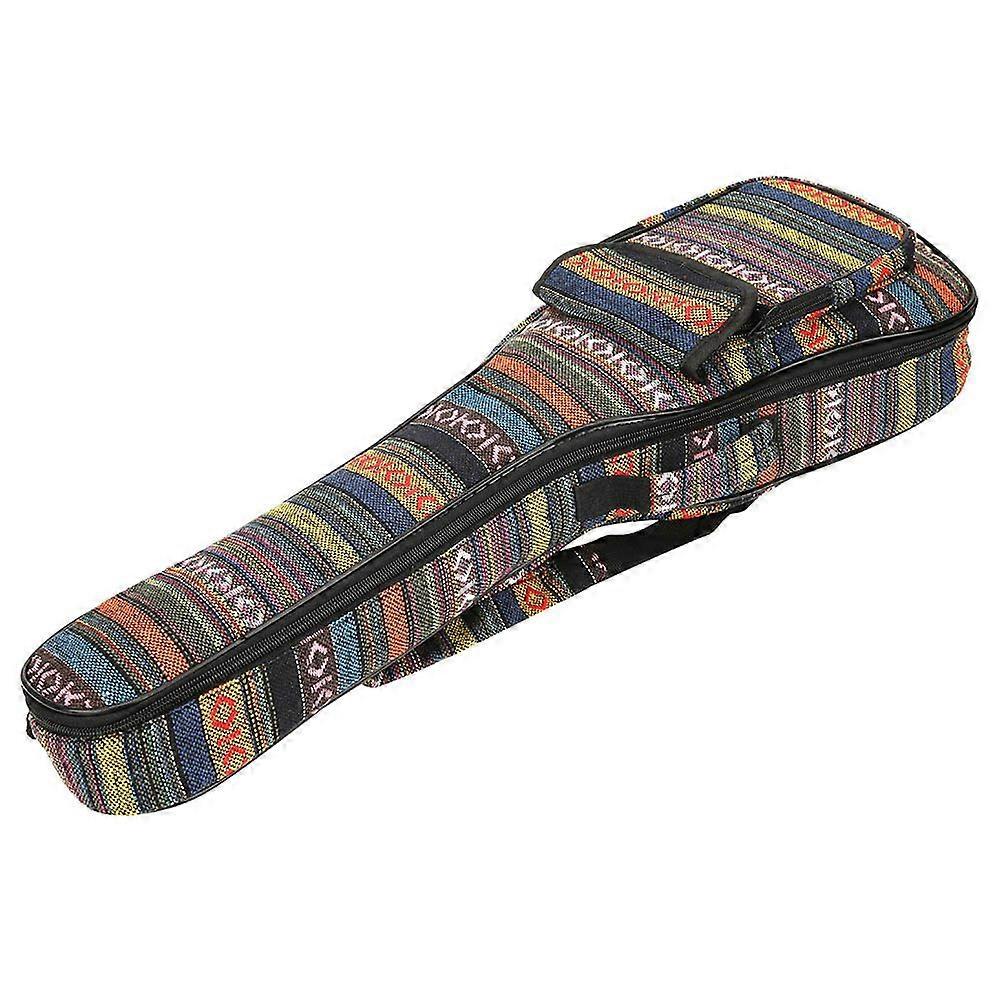 Ukulele Bag Ethnic Style 4‑String Guitar Double Shoulder Strap Case Built‑in Thicken Cotton