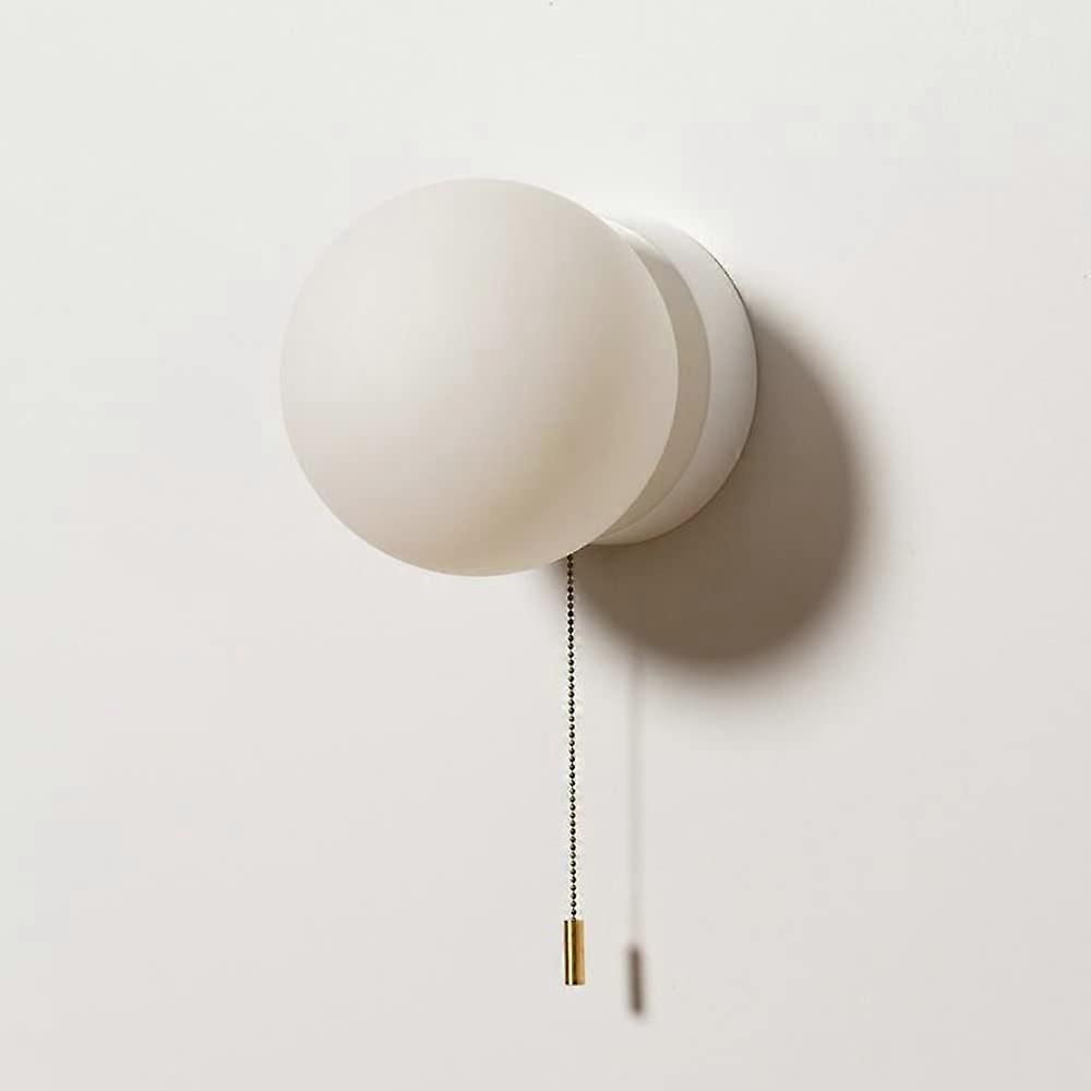Globe Glass Wall Sconce Mid Century Modern Wall Light With Pull Chain G9 Headboard Sconce White