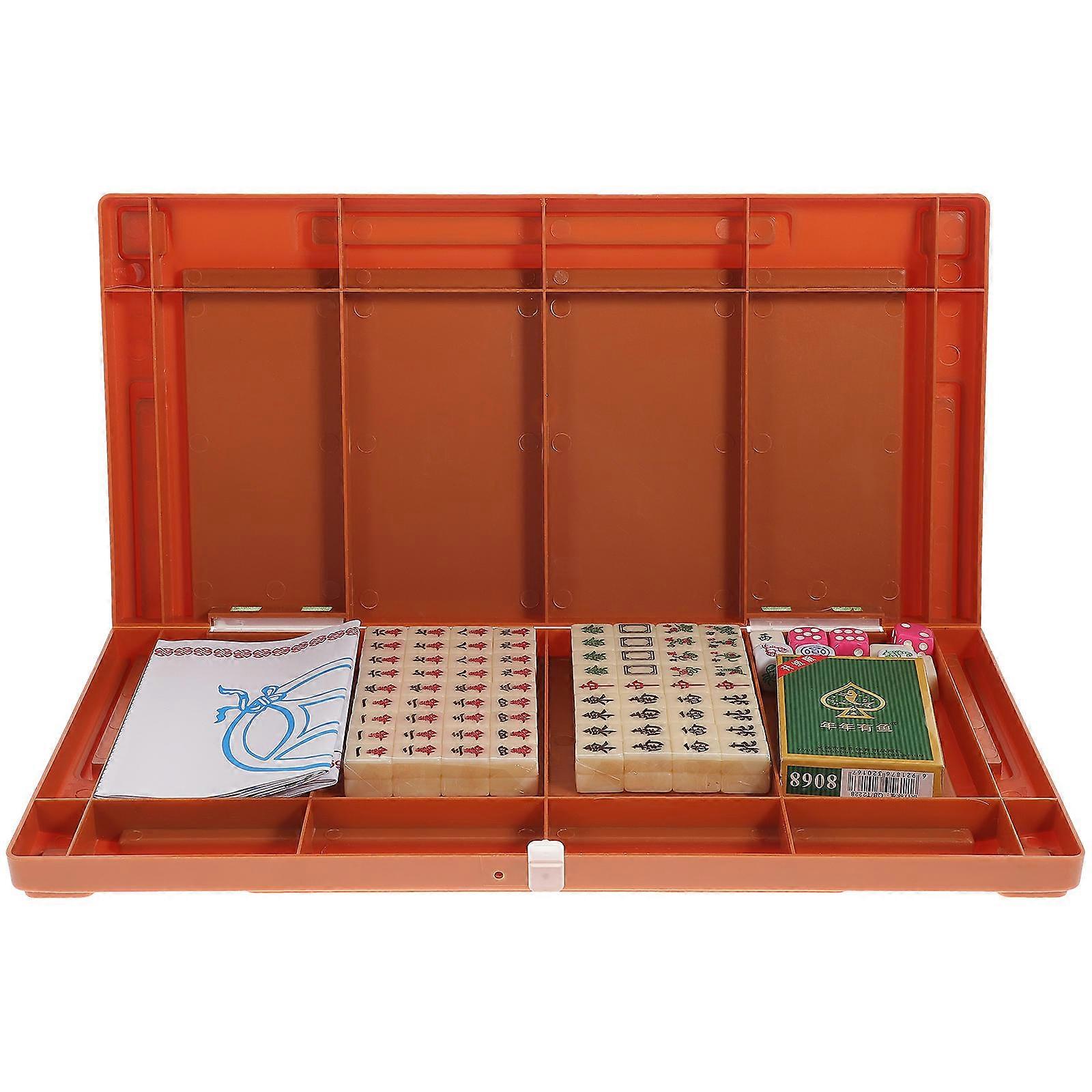 Portable Chinese Mahjong Set Travel Accessory For Friends And Family Assorted Color 1 Set