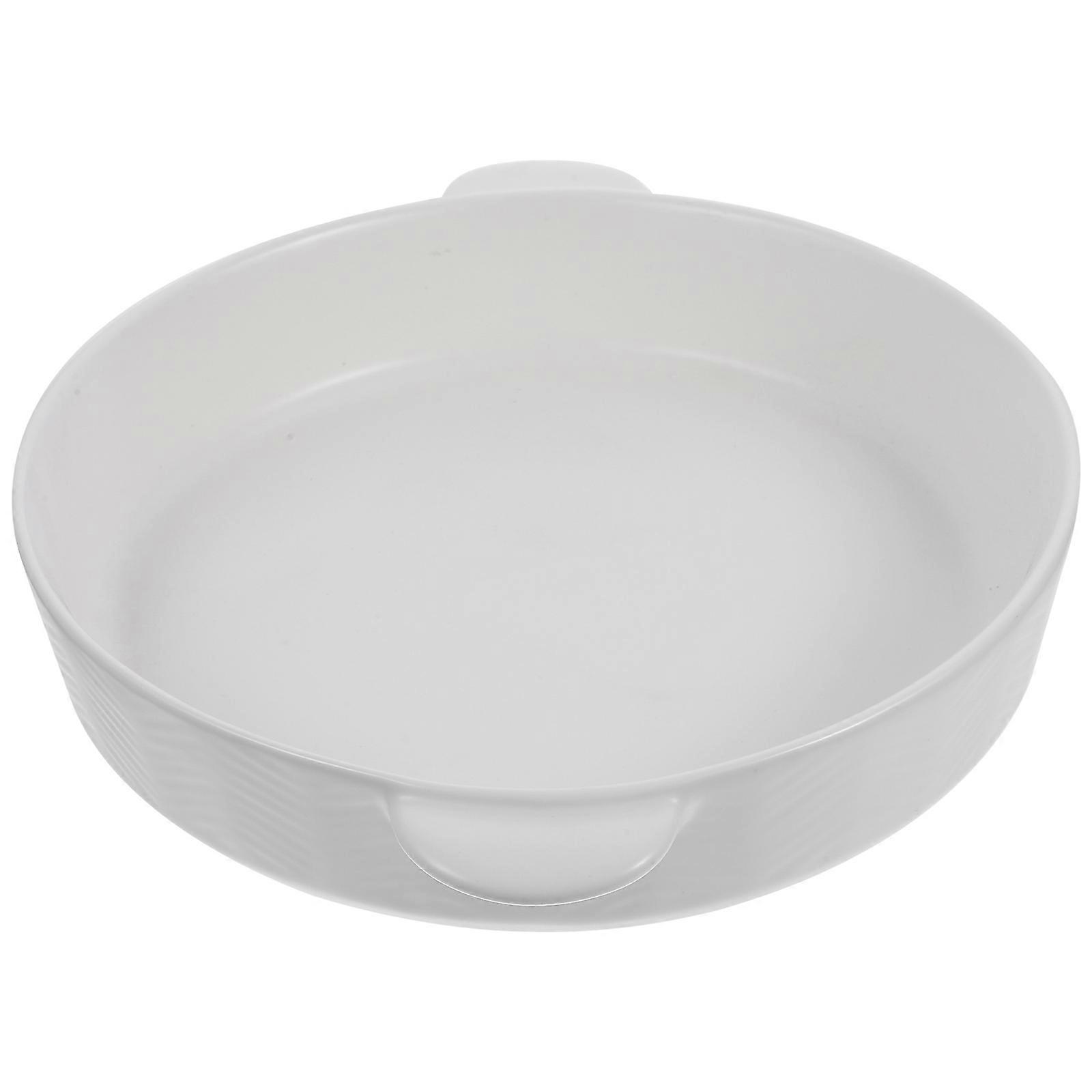 Multi-purpose Use Round Baking Dish 2Pcs Ceramic Bakeware Ideal For Party Serving And Restaurant Meals Featuring Even Heating And Double Handles