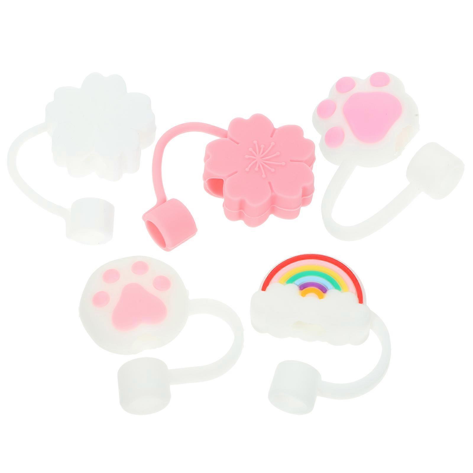 Reusable Straw Cover 20 Pcs Assorted Color Cartoon Straw Topper Protector For Users Ensuring Sealing Function