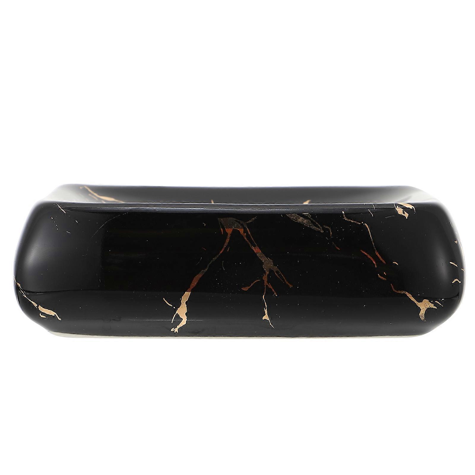 Ceramic Soap Dish For Bathroom Use With Simple And Modern Style In Black For Home Decor And Organization 1Pcs