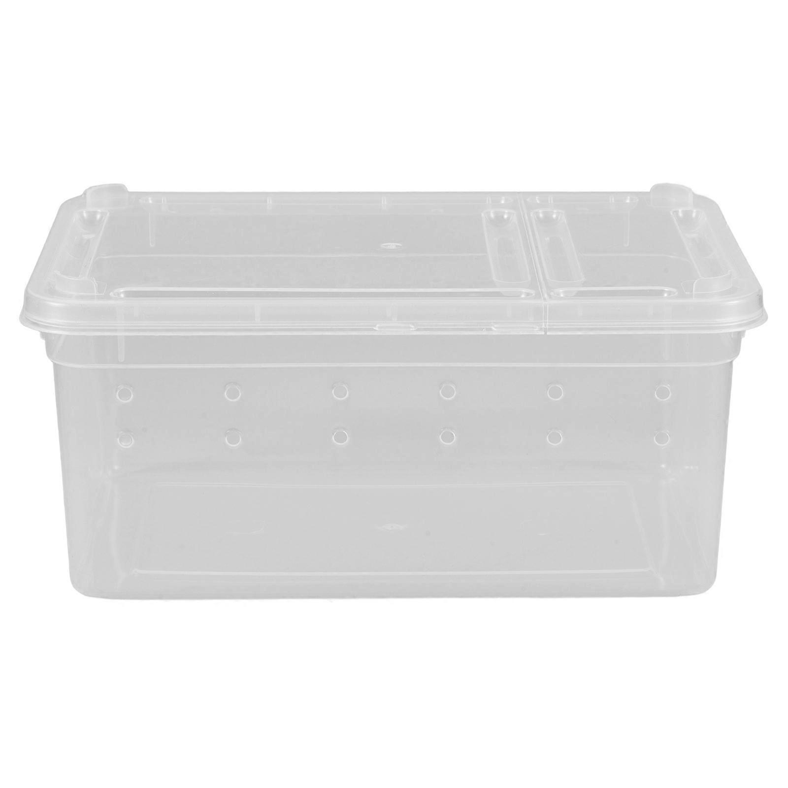 Reptile Feed Bin Durable Acrylic Container for Feeding 2Pcs