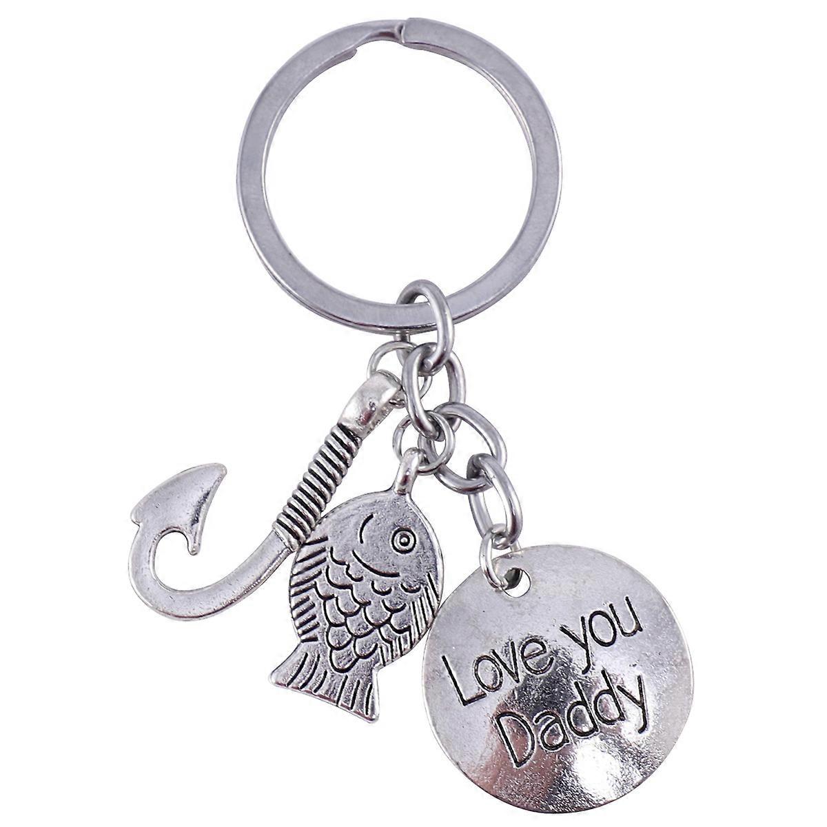 Fishing Theme Keychains Key Decoration for Gifting 3Pcs Silver Key Ring Set