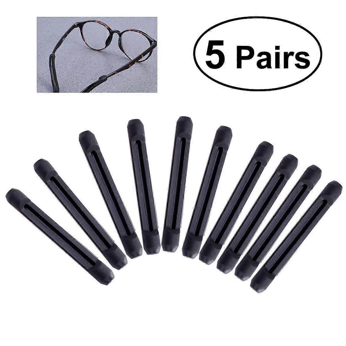 Silicone Ear Hooks for Glasses Protective Anti Slip Ear Hooks 10Pairs Black