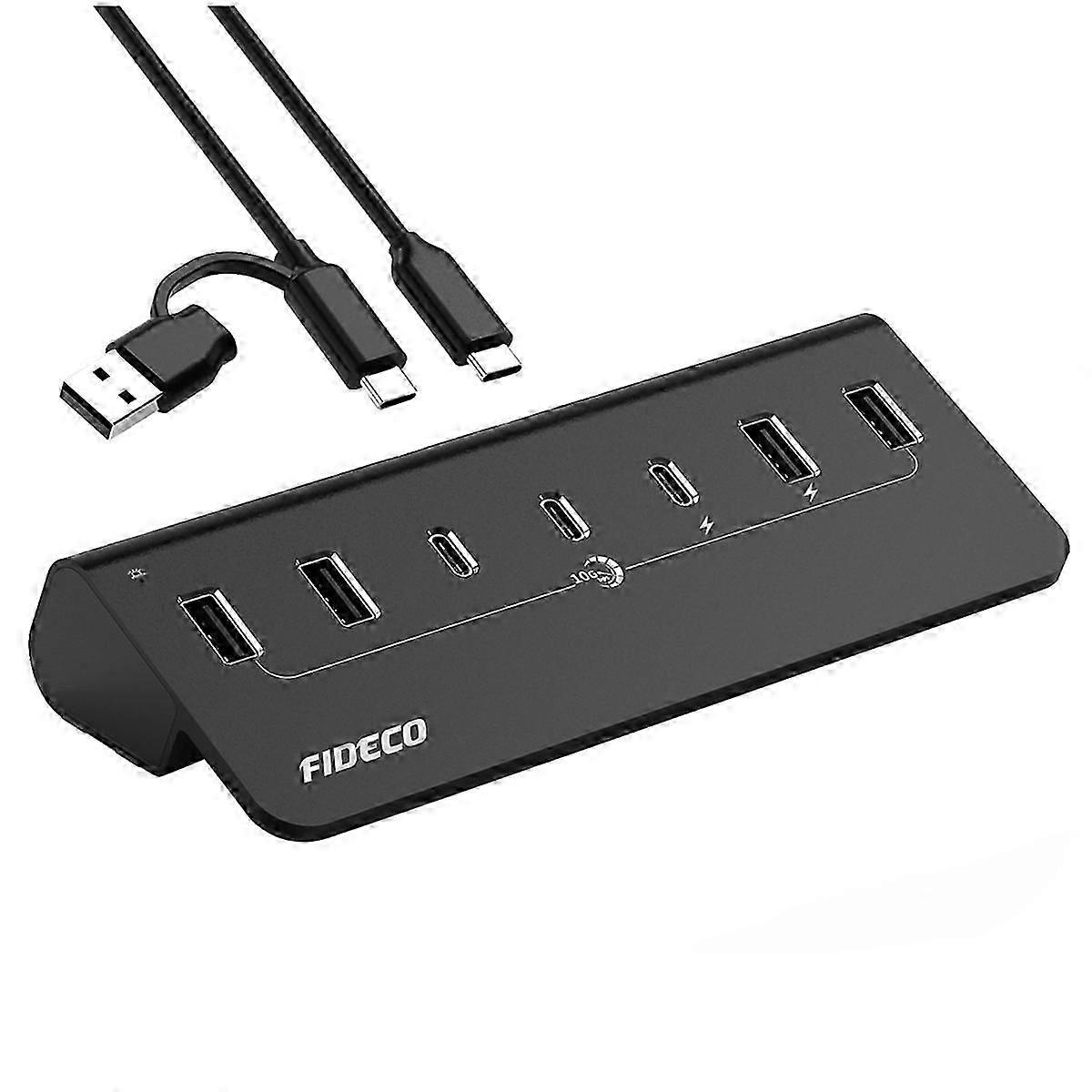 USB splitter with 7 ports and EU power plug