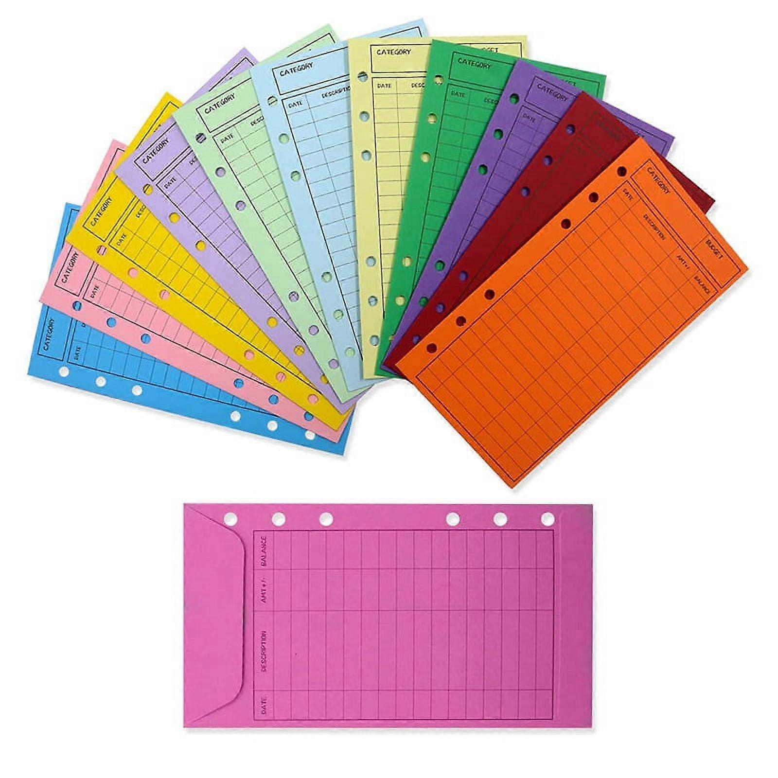 12 Color Budget Envelopes with Punch Hole Thicker Cash Envelope System Savings Money Organizer Envelopes