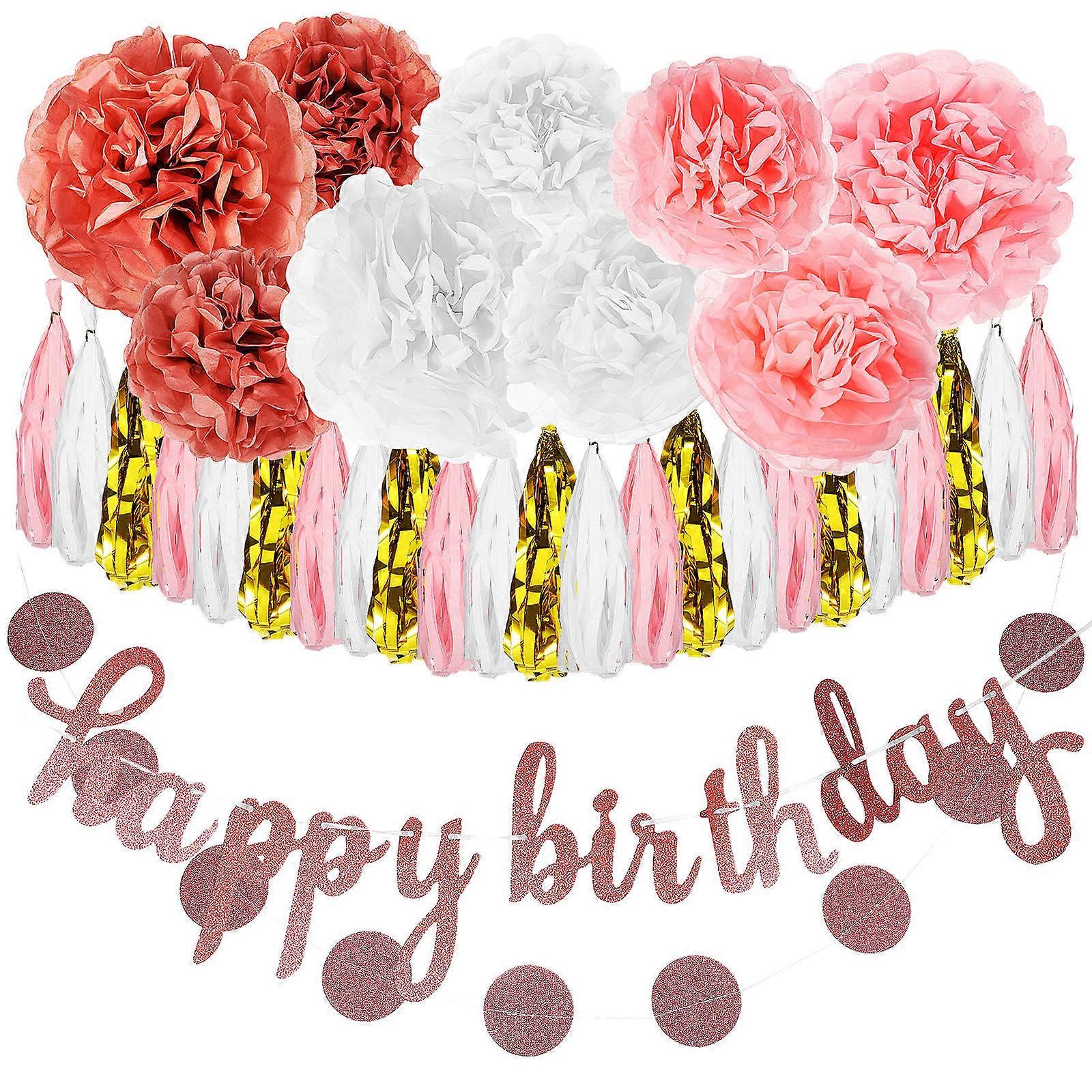 Party Decorations Paper Pompoms for Birthday 4Sets Assorted Color