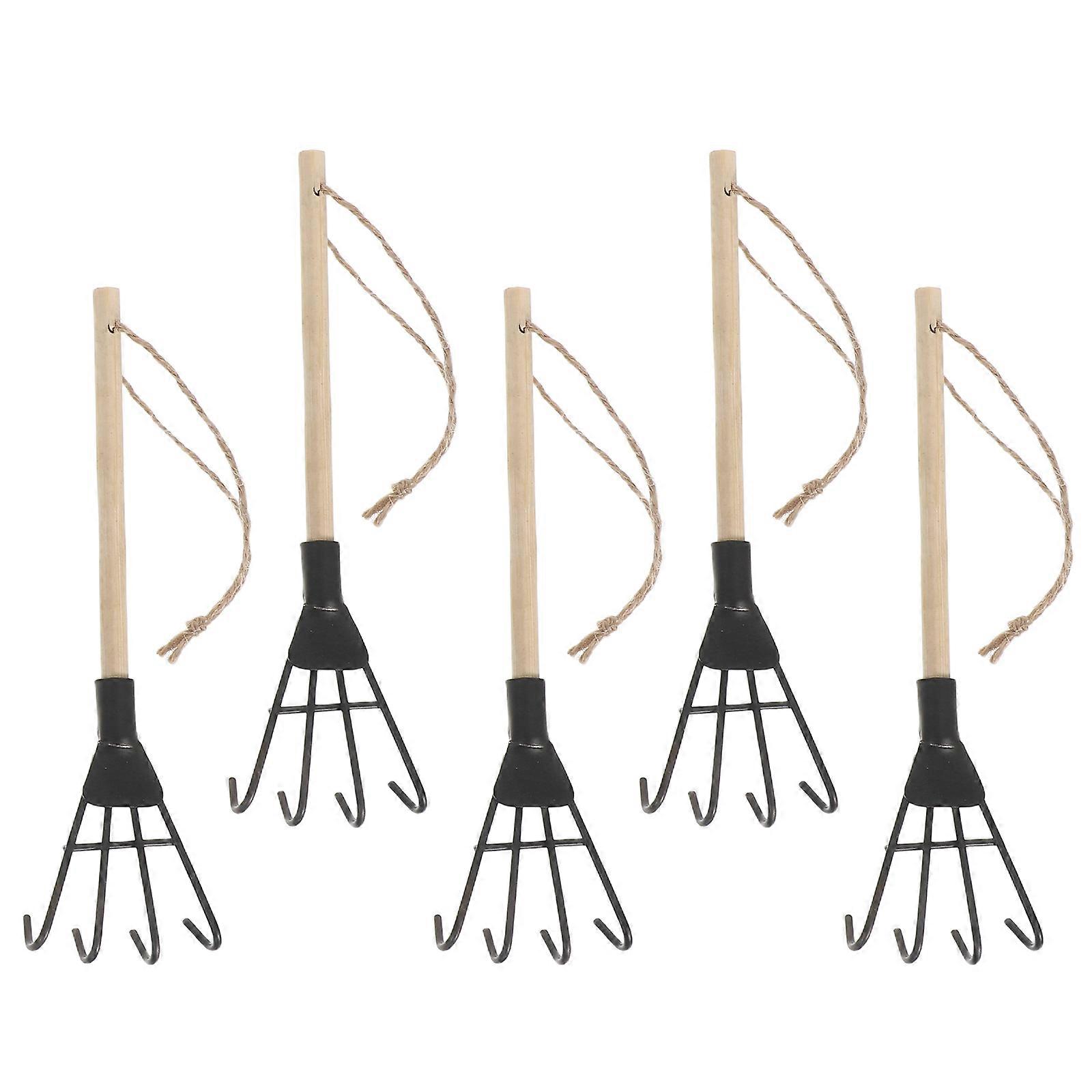 Mini Hand Rake Garden Tool Ideal for Weeding Soil Aerating Small Gardens 14.50X4.00X1.20CM Multi 5Pcs