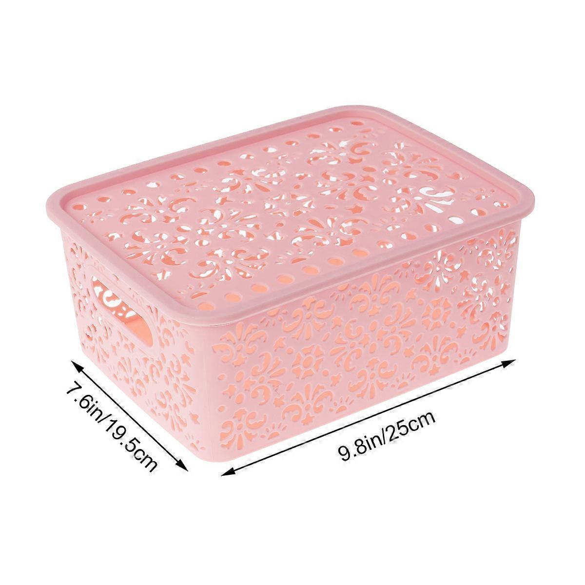 Plastic Sundries Box for Storage Use Pink Hollow Storage Organizer